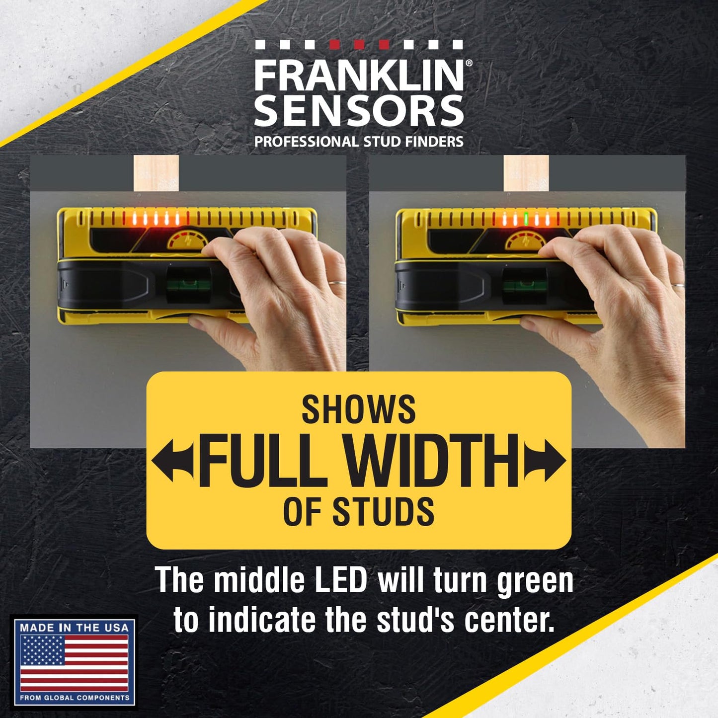 Franklin Sensors ProSensor M210 Stud Finder with 13-Sensors, Wood & Metal Stud Detector/Wall Scanner, Live Wire Detection, Made in The USA