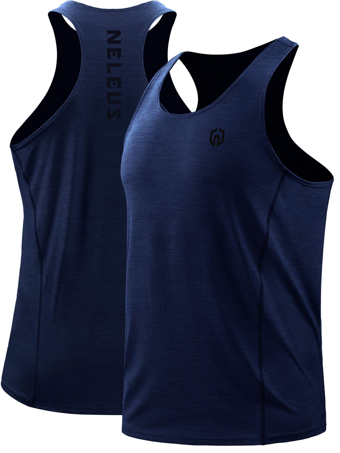 NELEUS Men's 3 Pack Running Tank Tops Dry Fit Muscle Athletic Workout Shirts,5069,Navy,Light Grey,Light Green,US L,EU XL