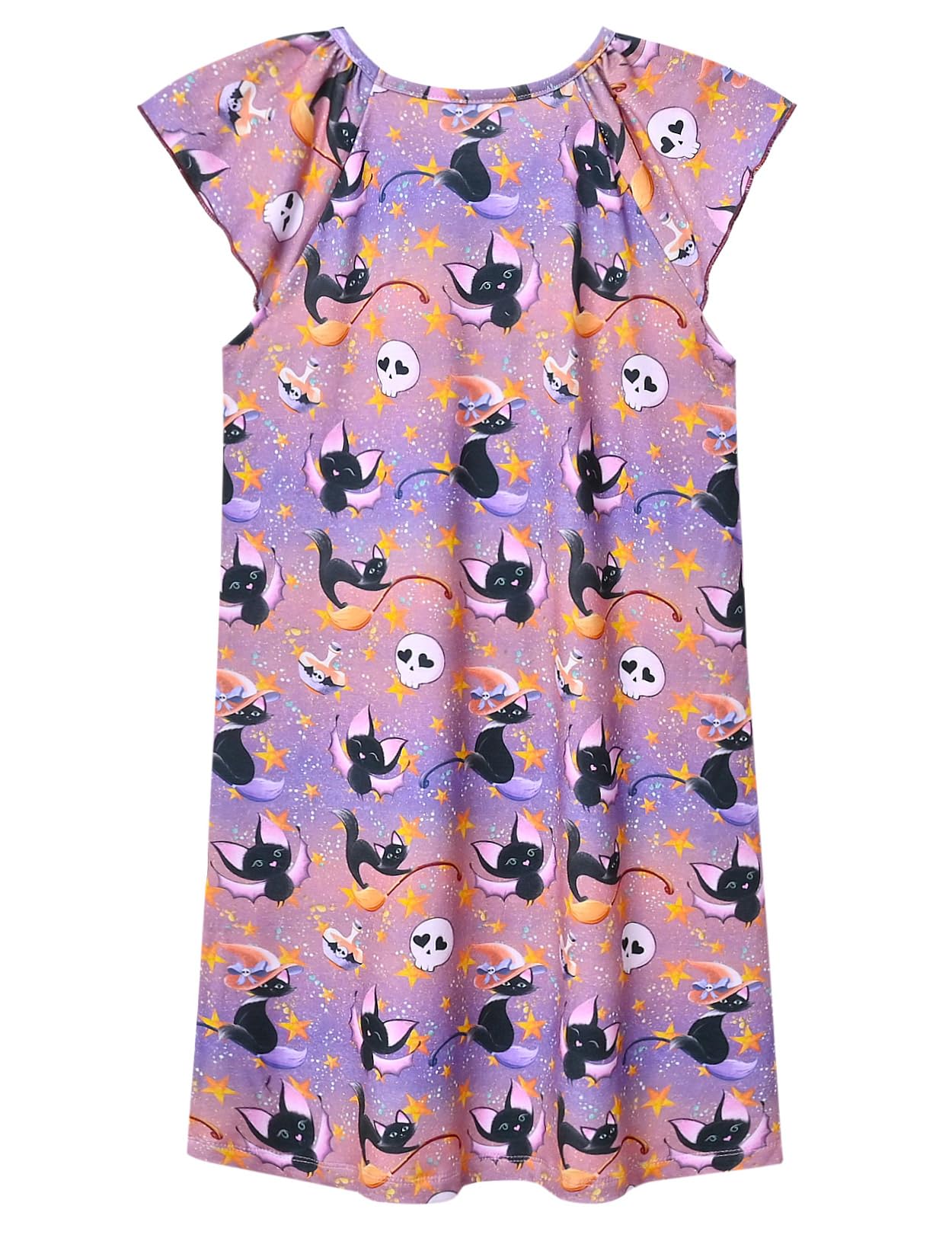 Perfashion Girls Halloween Nightgown Soft Sleep Shirt Bats Pajama Gowns for Kid 12 13 Years Tie-dye Sleep Shirts