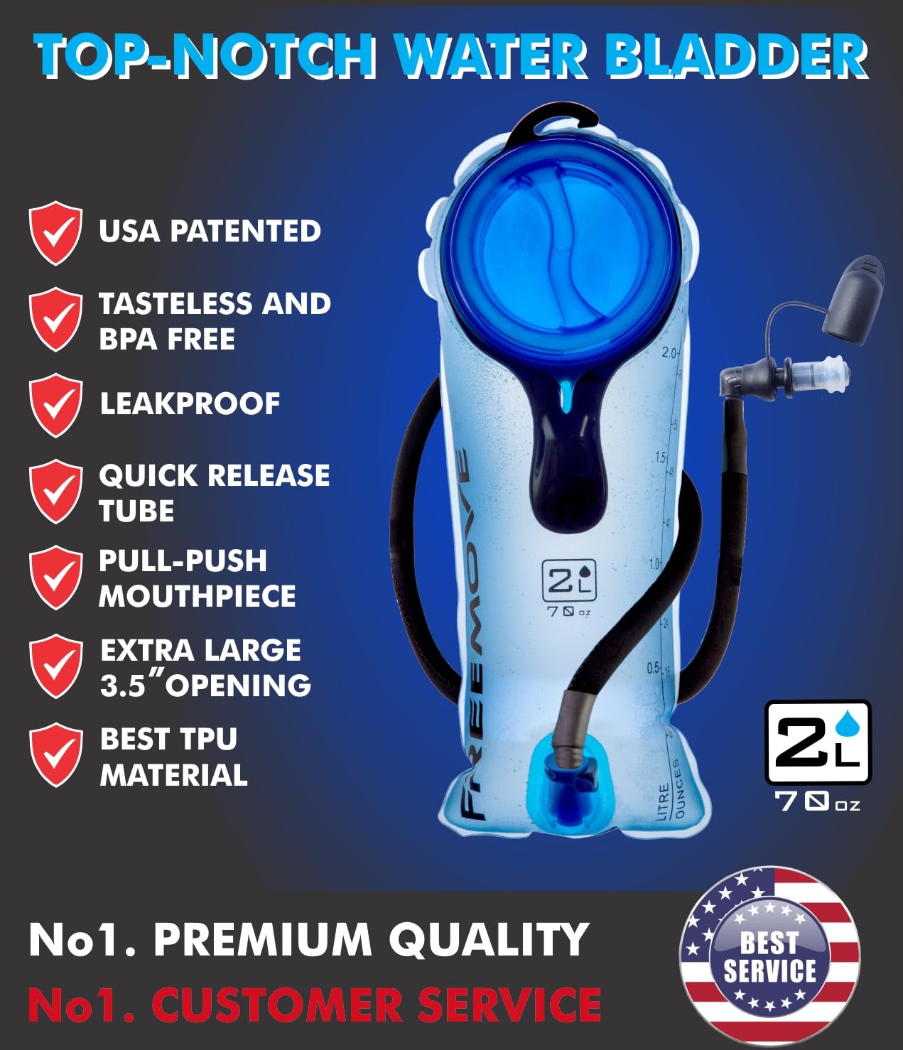 2L Hydration Bladder & Cooler Bag > Keeps Drink Cool & Protects Bladders > Leak Proof Camel Water Pack for Backpack > Tasteless & BPA Free TPU Material, Quick Release Insulated Tube with On/Off Valve