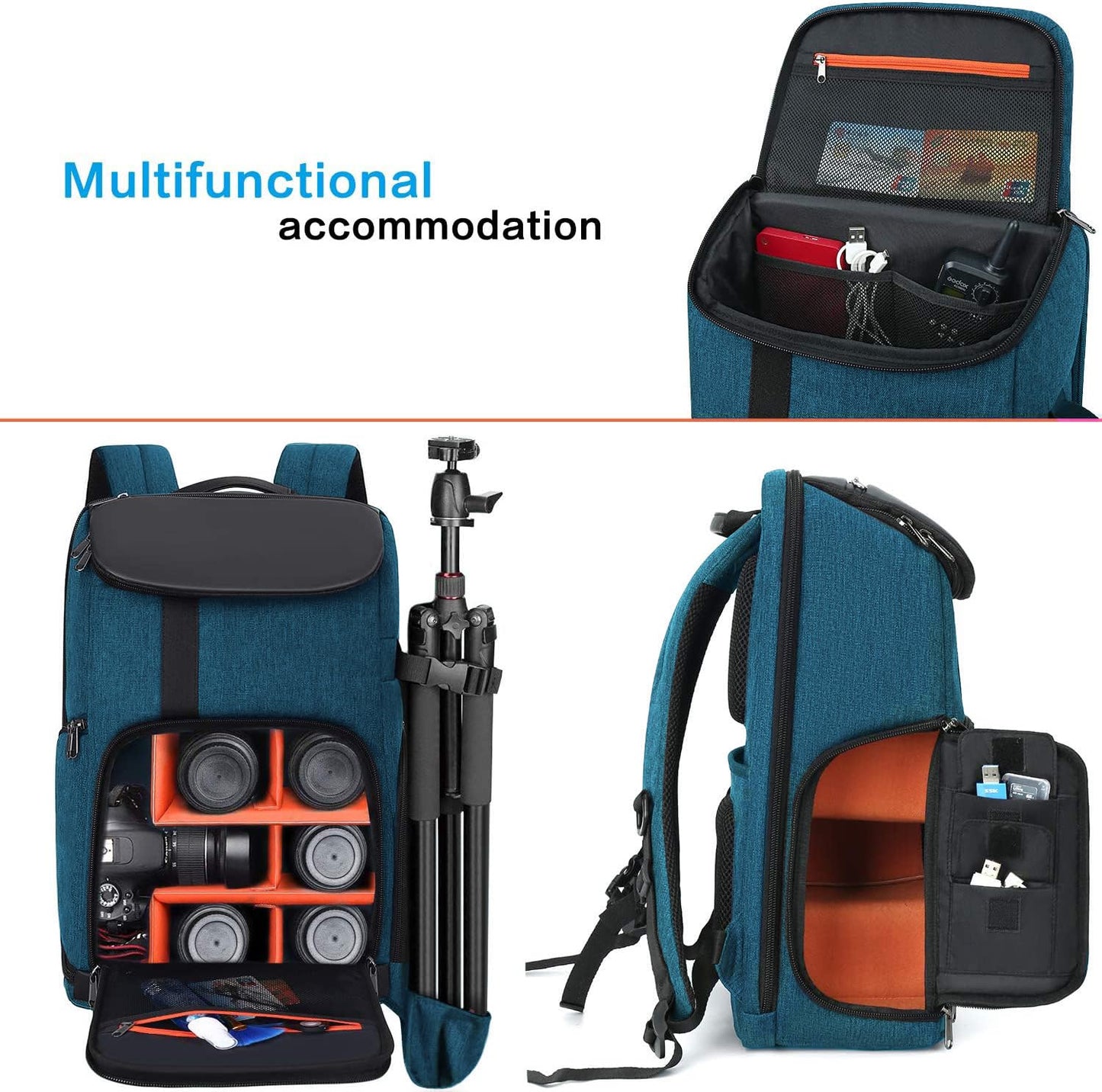 MOSISO Camera Backpack, DSLR/SLR/Mirrorless Large Men/Women Photography Camera Bag Case with 17.3 inch Laptop Compartment&Tripod Holder&Rain Cover Compatible with Canon/Nikon/Fuji/Laptop, Teal Blue