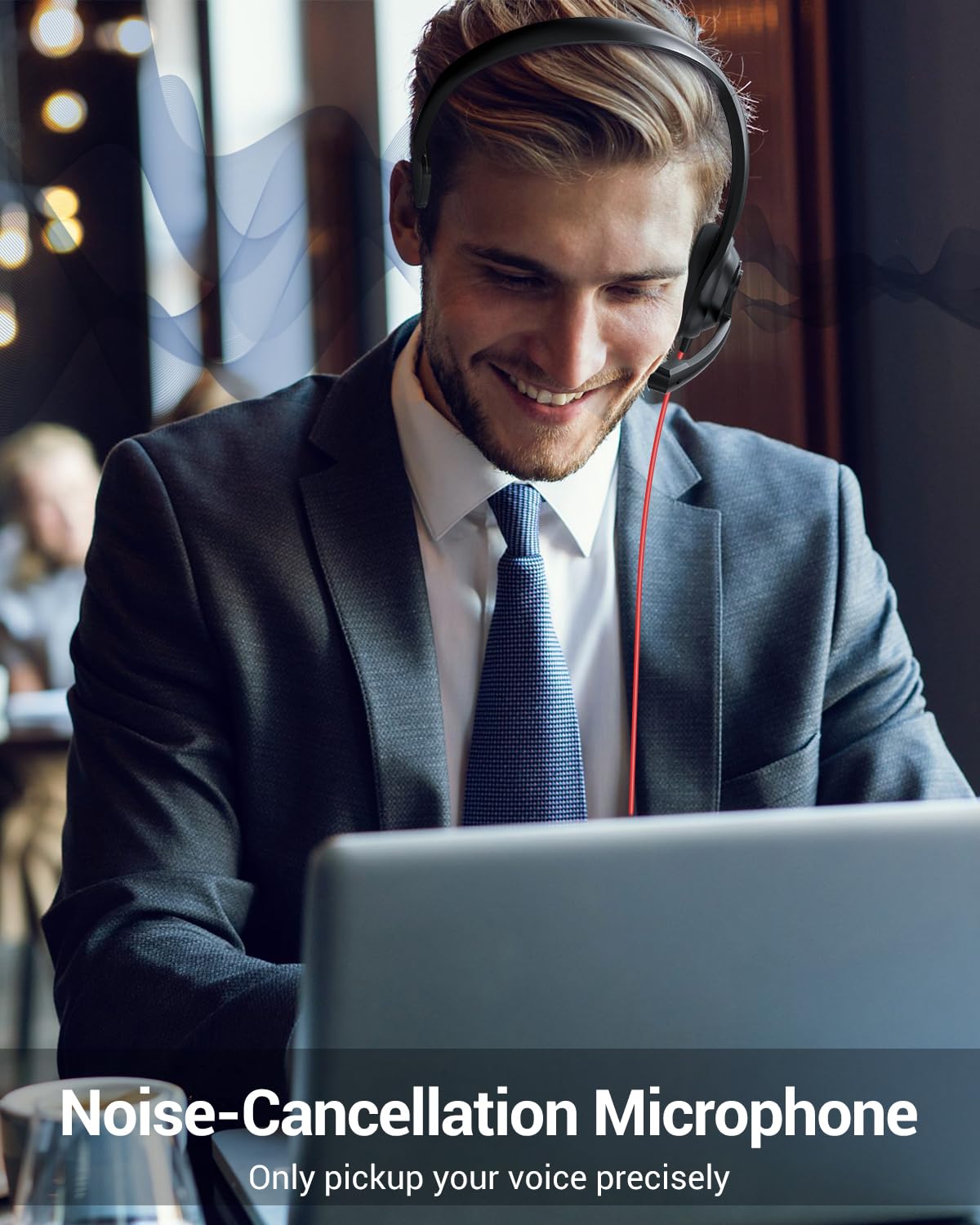 NUBWO HW02 USB Headset with Microphone Noise Cancelling &in-line Control, Ultra Comfort Computer Headset for Laptop pc, On-Ear Wired Office Call Center Headphone for Boom Skype Webinars(Black)