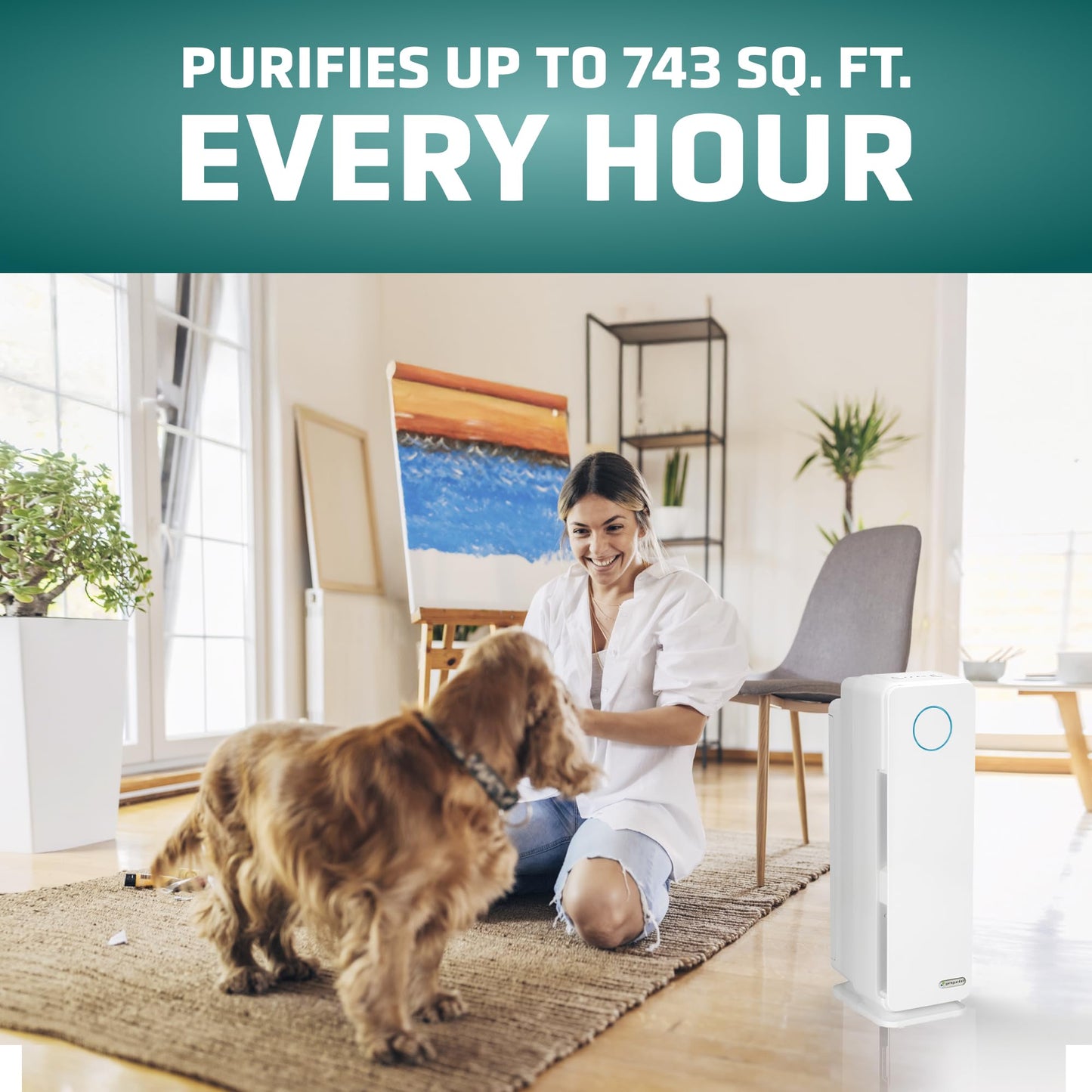 GermGuardian Air Purifier for Homes with Pets, H13 Pet HEPA Filter, Removes Pet Dander, Dust, Allergens, Smoke, Pollen, Odors, Mold, UV-C Light Helps Reduce Germs, 22 Inch, White, AC4300WPT