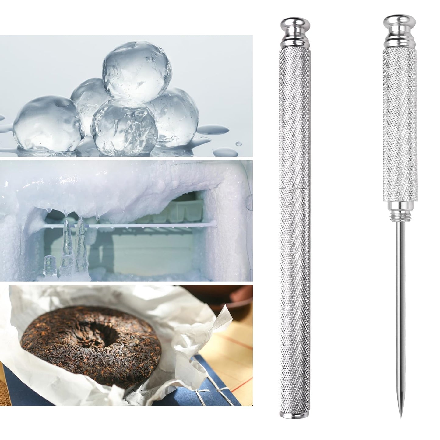 MUMIAO Ice Picks Aluminium Alloy Handle Stainless Steel Knife With Safety Cover Ice Tool Kitchen Tool for Restaurant Bar Home (Silver)