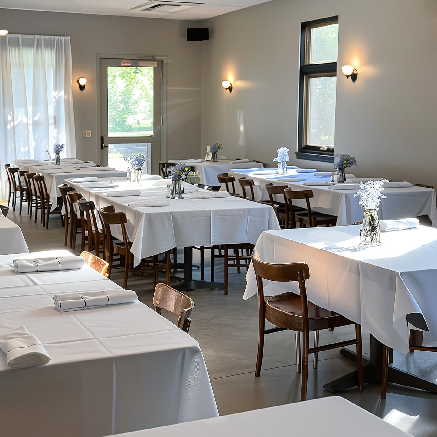 Niuara White Plastic Table Cloth - 4 Pack 54" × 108" Rectangle Disposable Tablecloths for 6FT Tables, Waterproof Table Cover for Party, Holiday & Gathering Use