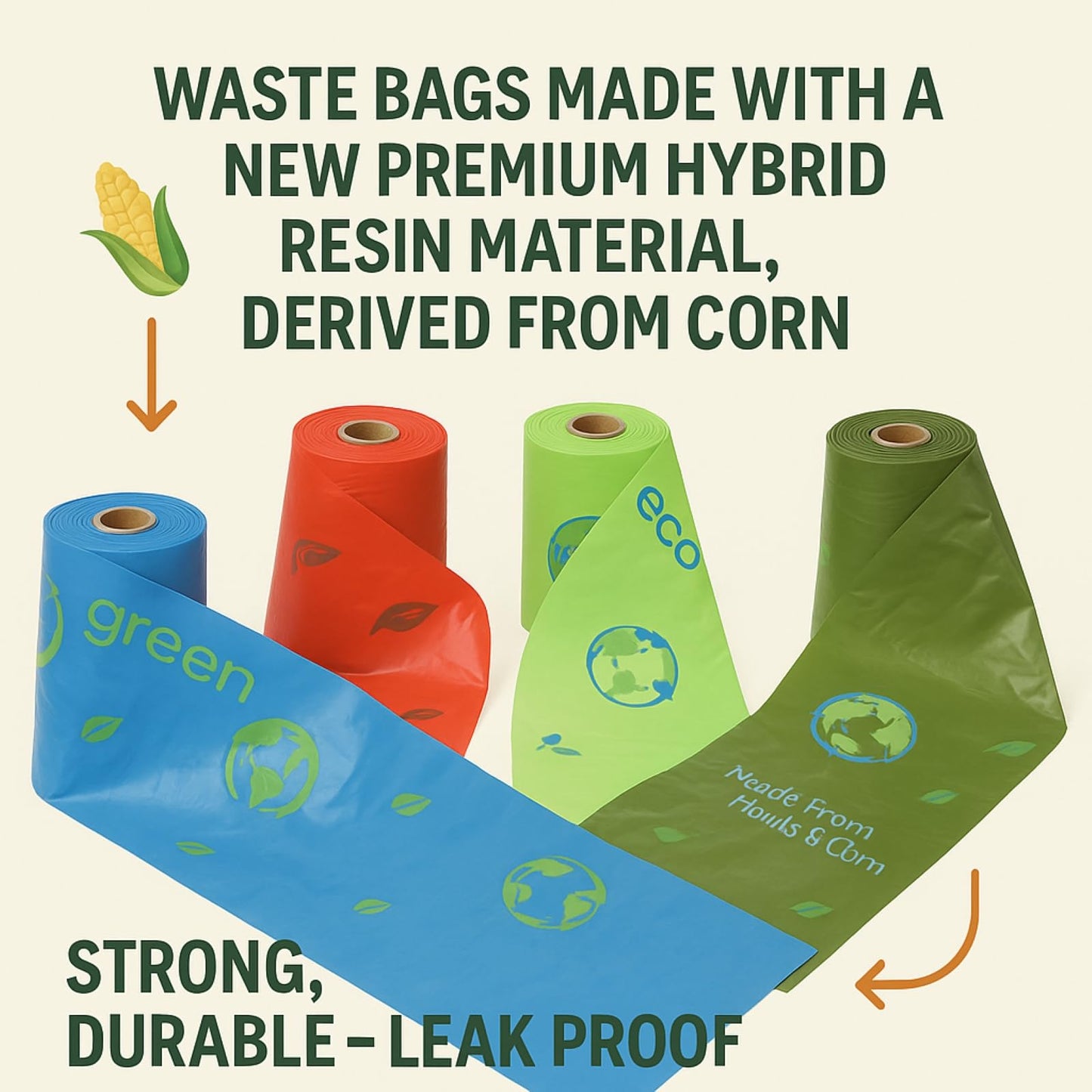 Greenbone BioBase Pet Poop Bags - 4 Rolls, 48 Bags - 13 Inch x 9 Inch