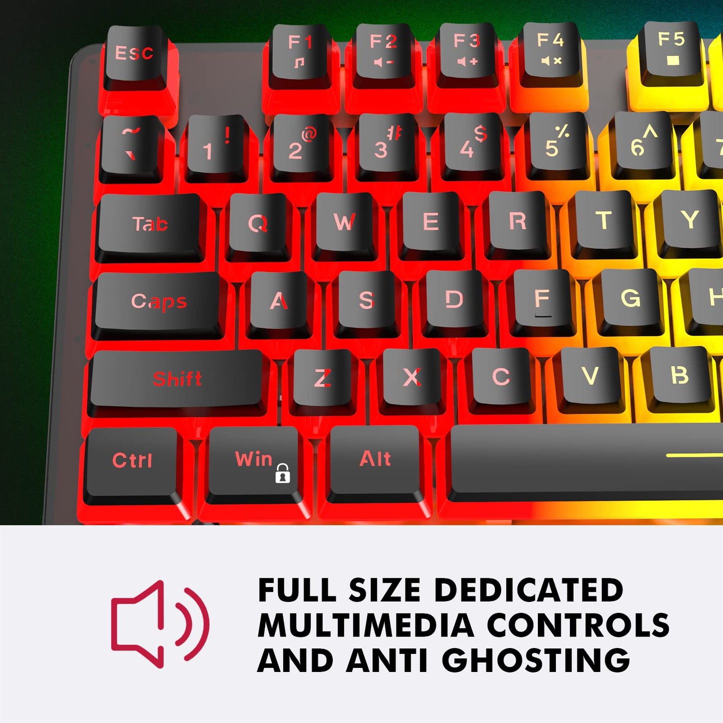 NPET K10V4 Wired Gaming Keyboard, RGB 10 Zone Backlit, Spill-Resistant Design, Multimedia Keys, Quiet Silent USB Membrane Pudding Keyboard for Desktop, Computer, PC