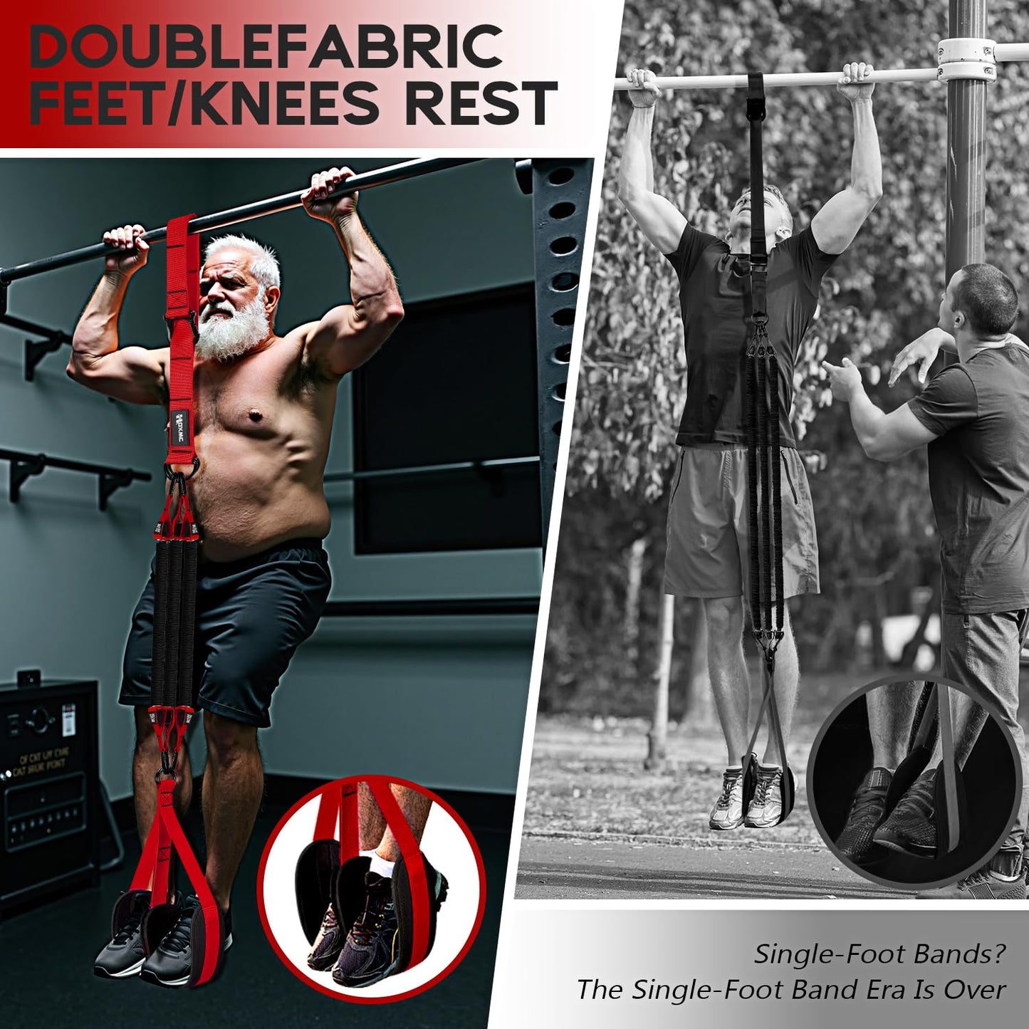 HOXWC Pull Up Assistance Bands, Heavy-Duty Pull Up Bands Set for Men & Women, Height Adjustable Strap & Comfortable Foot Strap, Pull Up Assist Straps for Body Stretching, Muscle Training