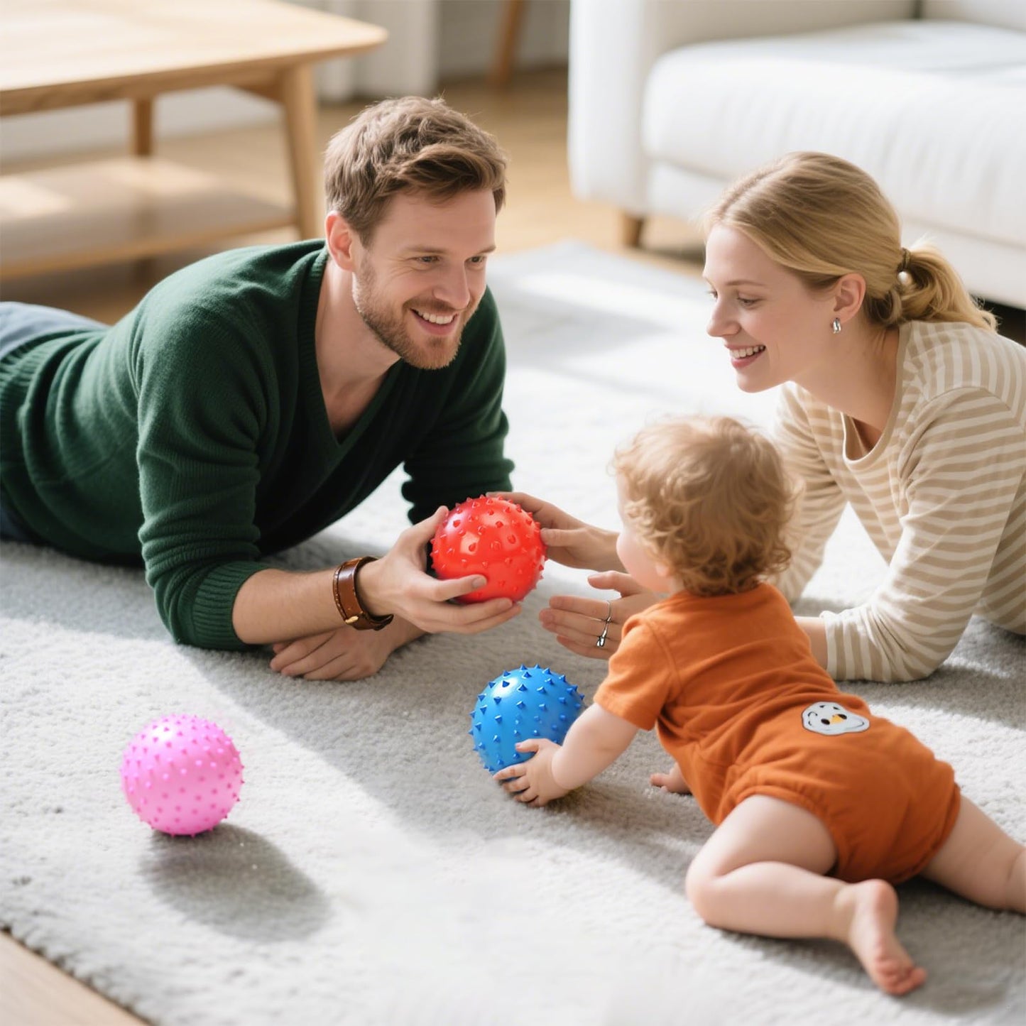 LOVEINUSA Bounce Ball, 12 Pack Sensory Massage Balls with Air Pump, for Stress Relief, Adult Sensory Toys & Kids Party Favors