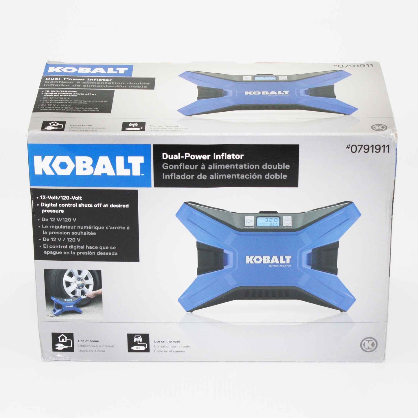 Kobalt 120v & 12v Portable Air Compressor Inflator Tire Pump Nozzle Needles 120 PSI LED Display