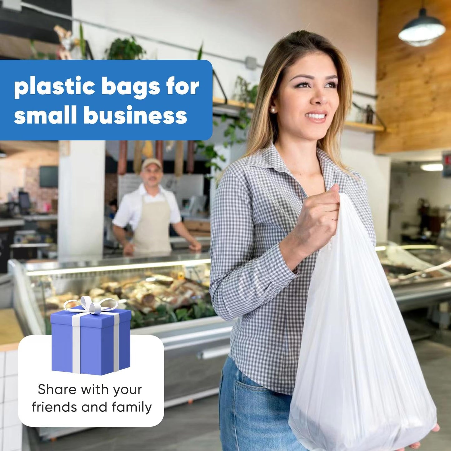 LimonLaviu Plastic Bags - 1000 Pack (11.5'x 6.5" x 21') with Handles for Small Business, Restaurants, Grocery & Trash