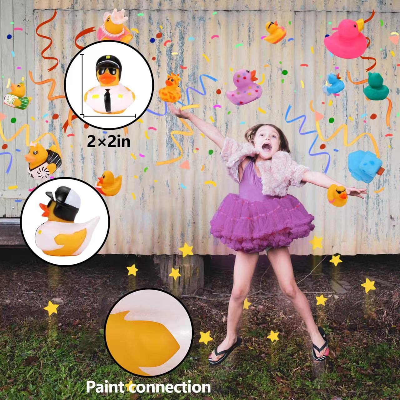 100 Pack Rubber Ducks in Bulk, Assorted Ducks for Jeeps Ducking, Mini Rubber Duckies for Baby Bath Toys, Kids Bath Pool Toys Birthday Gifts Party Favors