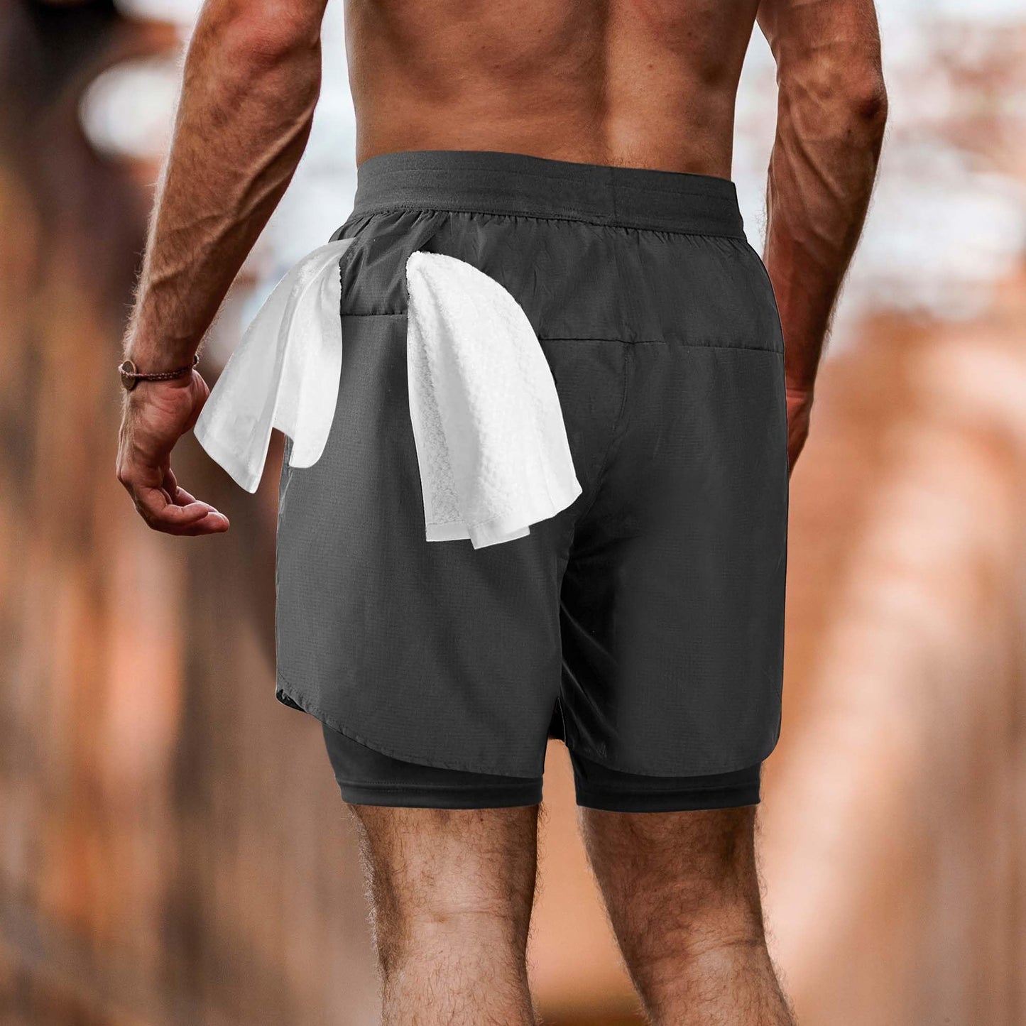 NIMOJIRO Men's 2 in 1 Running Shorts Workout Athletic Shorts Outdoor Sports with Liner Lightweight Training Yoga Gym Shorts with Phone Pockets