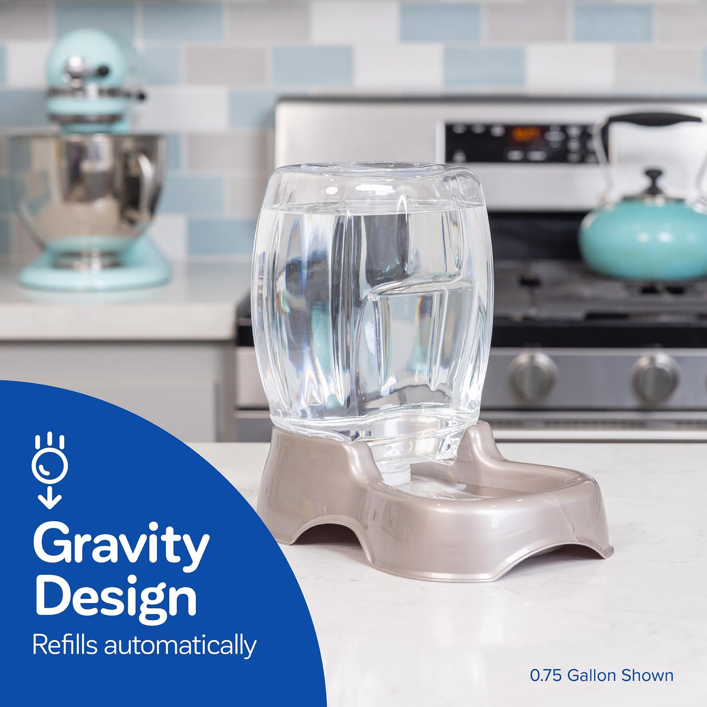 Petmate Pet Cafe Cat and Dog Water Dispenser - Water Bowl for Cats and Dogs, USA Made, 1.5 GAL, Pearl Tan