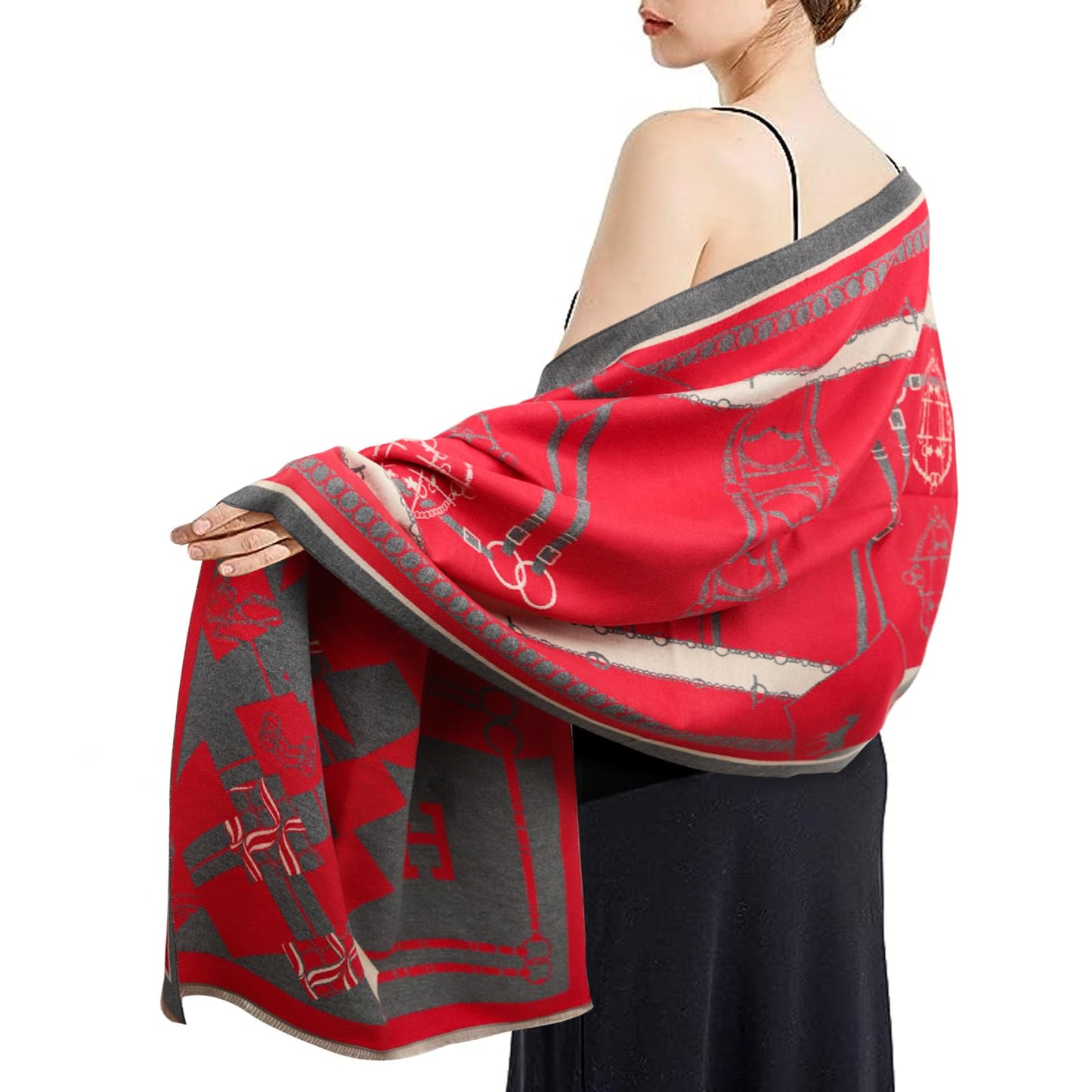 EXTREE Scarfs for Women Pashmina Silky Shawl Wrap for Evening Dressing Blanket Open Front Poncho Cape