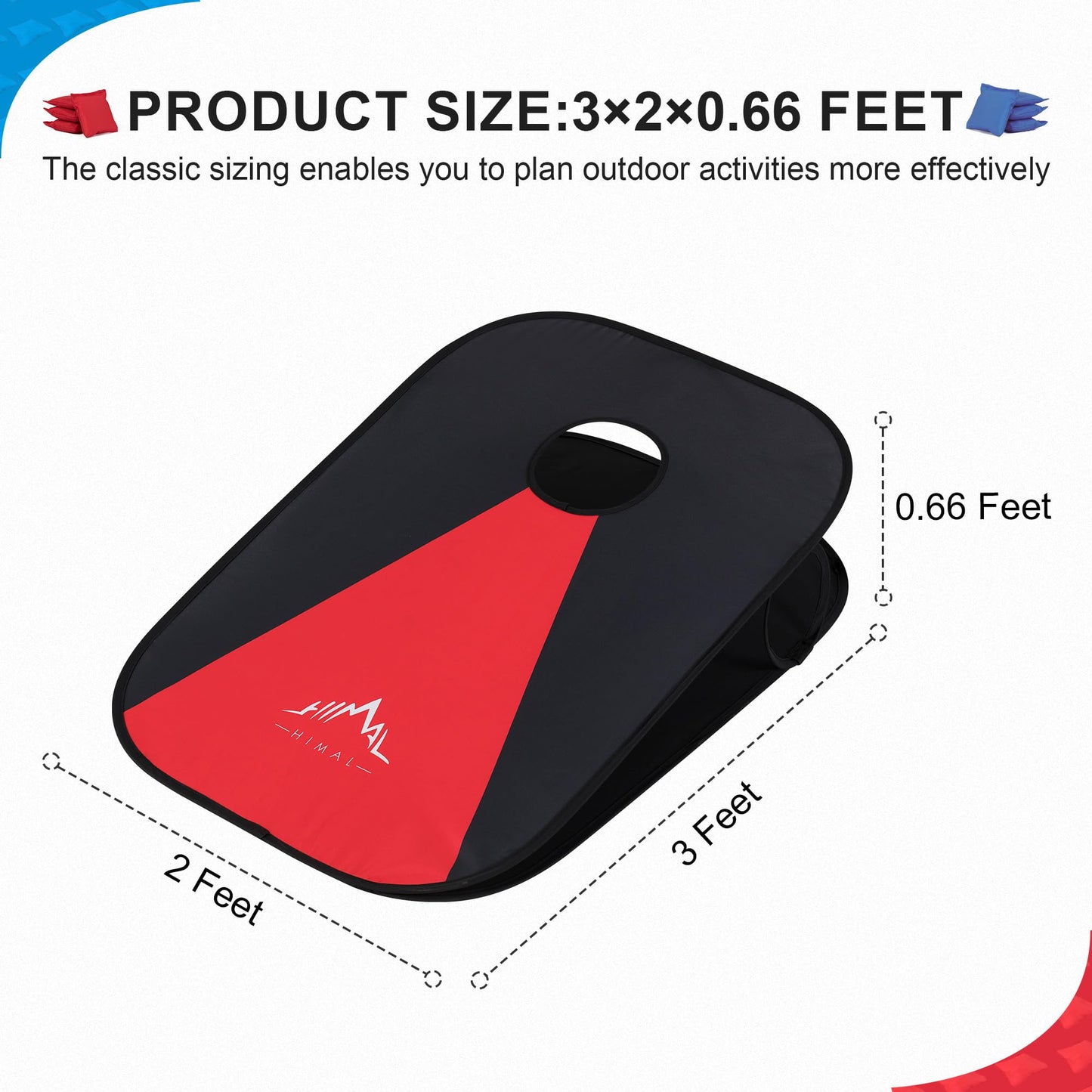 Himal Collapsible Portable Corn Hole Boards with 8 Cornhole Bean Bags (3 x 2-feet)