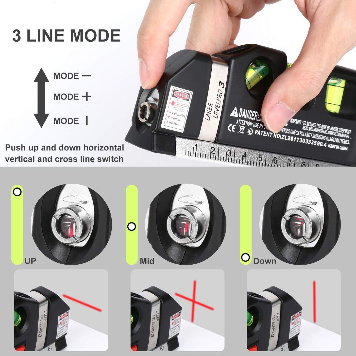 Laser Level Tool Multipurpose Laser Level Line Laser Kit With triangle bracket for Picture Hanging, cabinets Walls by AikTryee