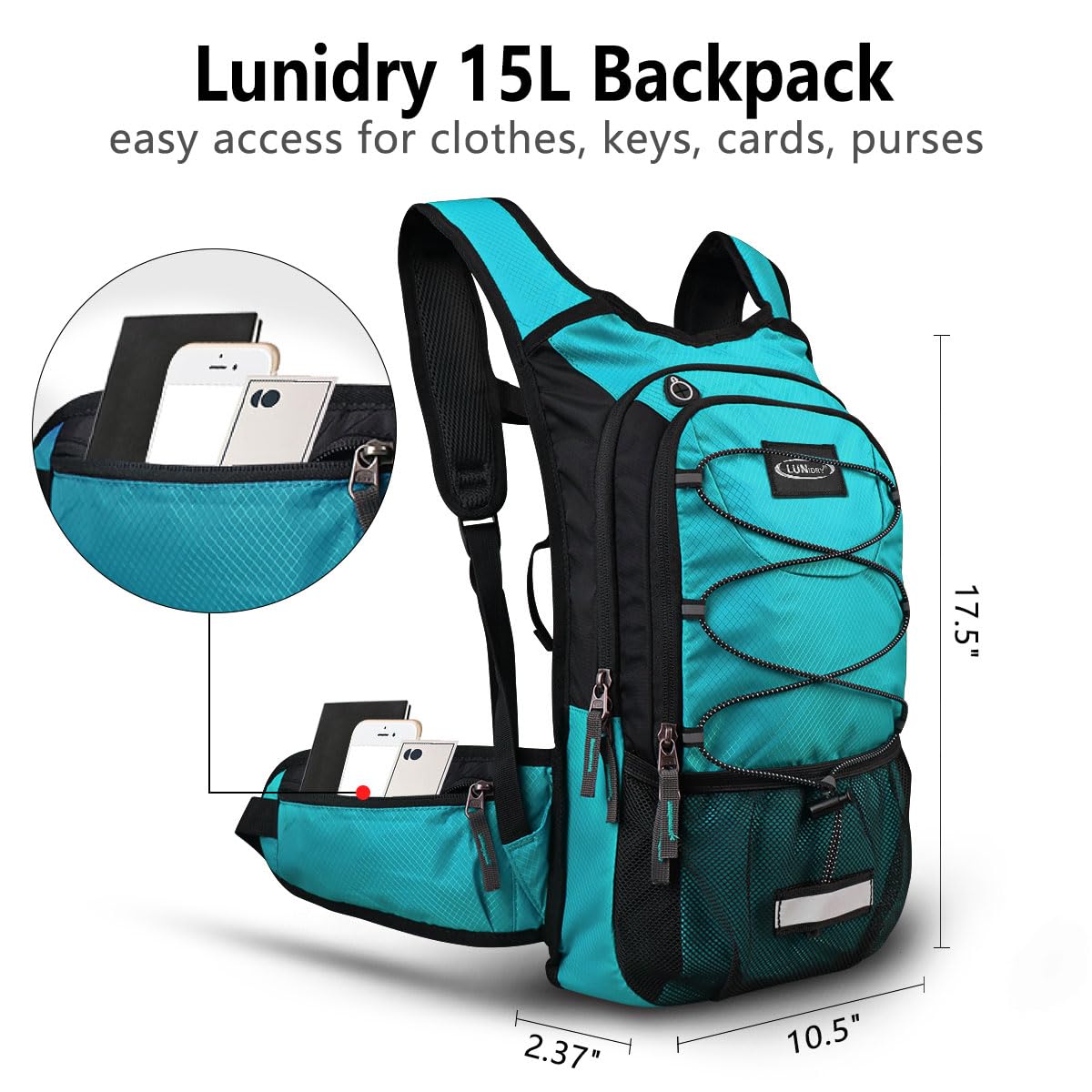 Lunidry Insulated Hydration Pack Backpack with 3L BPA Free Leak-Proof Water Bladder, Keep Liquids Cool for Up to 5 Hours, Daypack for Hiking, Running, Cycling, Hunting, Climbing