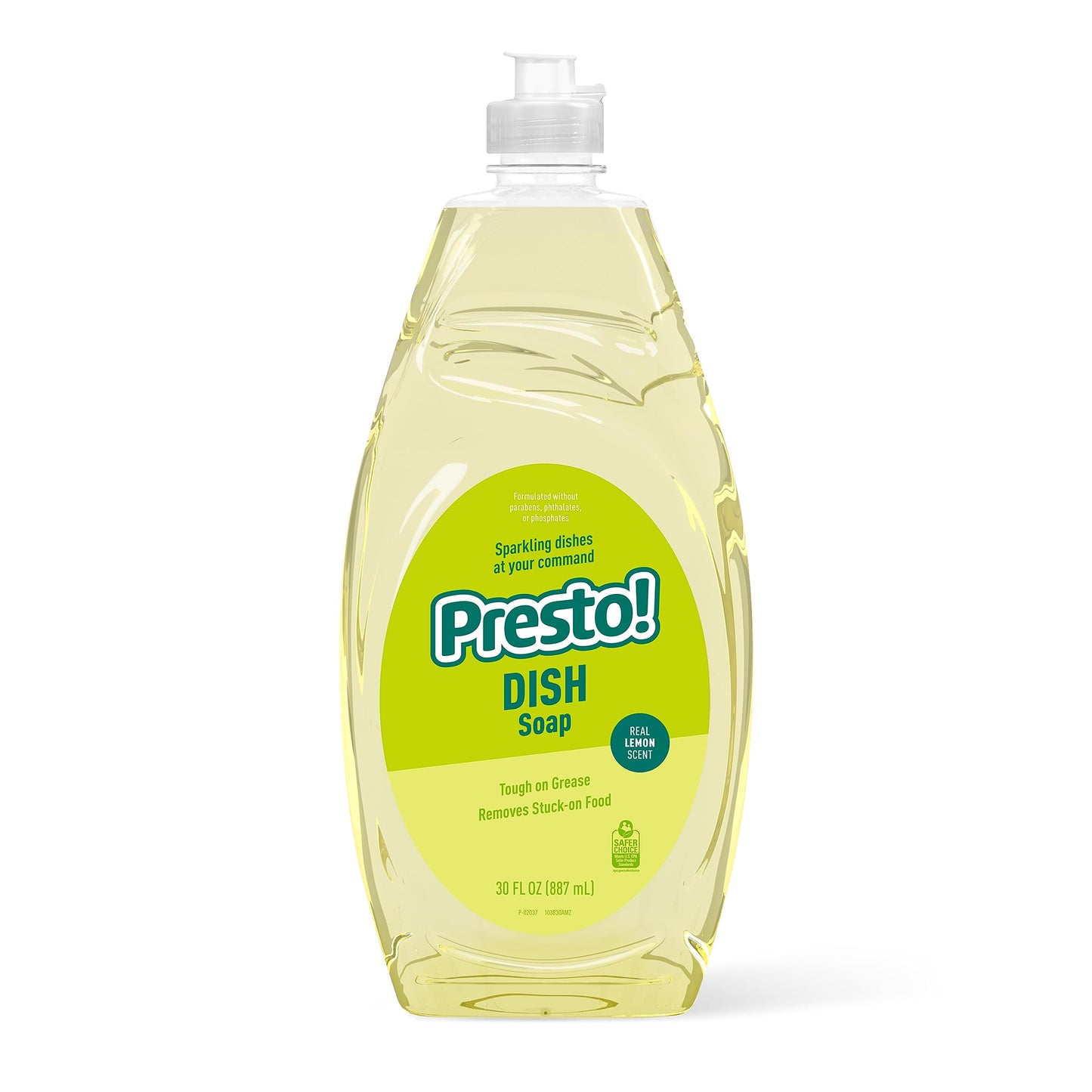 Amazon Brand – Presto! Dish Soap, Lemon Scent, 30 fl oz, Pack of 2