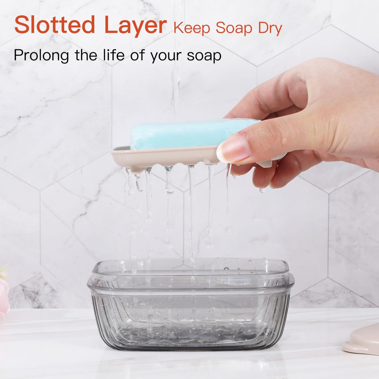 Quatish Bar Soap Holder Dish, Leakproof Travel Soap Case for Shower, Portable Travel Size Toiletries Camping Essentials for Gym, Dorm, Bathroom, Khaki