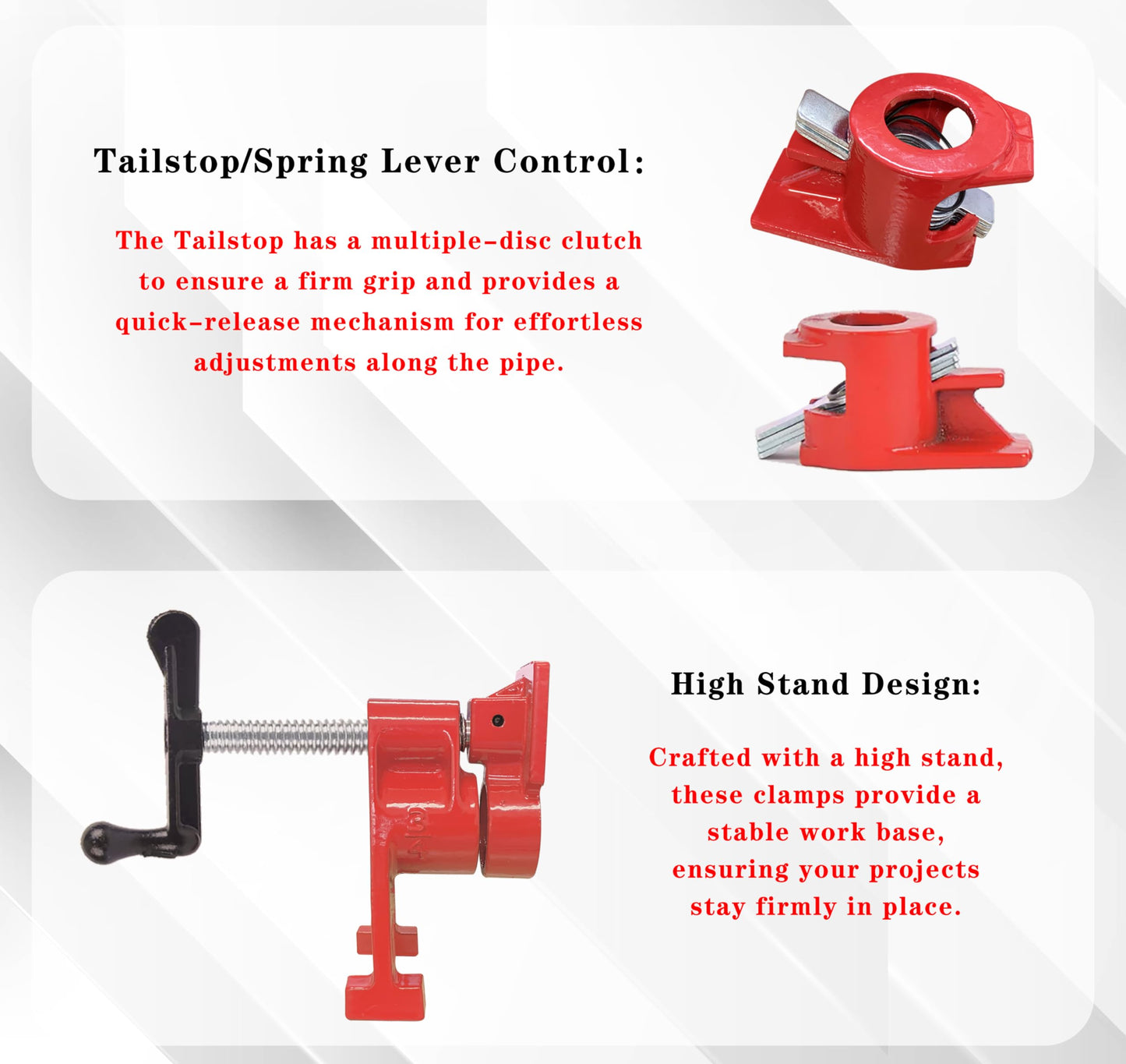 HimaPro 4-Pack 3/4 Inch H-Style Professional Pipe Clamp Set - Designed For Woodworking, Carpentry, Home Improvement, and DIY Jobs