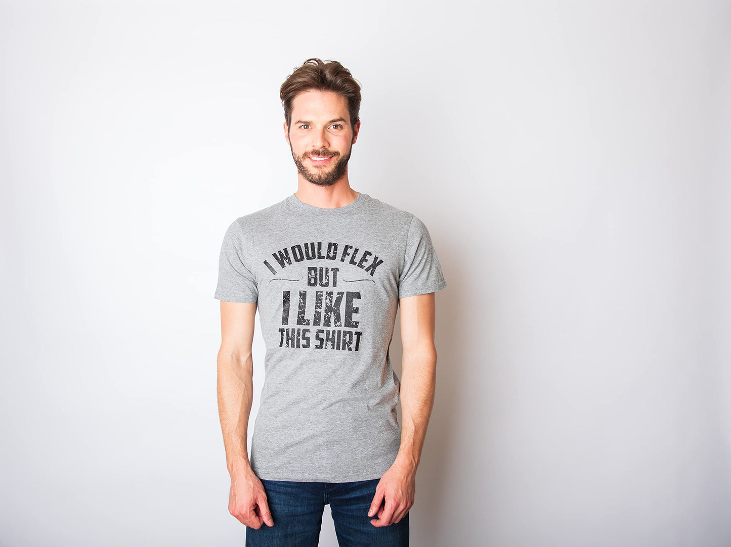 Mens I Would Flex But I Like This Shirt Funny Adult Working Out Gym Tee for Guys Funny T Shirts Cool Fitness Short Sleeve Novelty Tees for Guys Red S