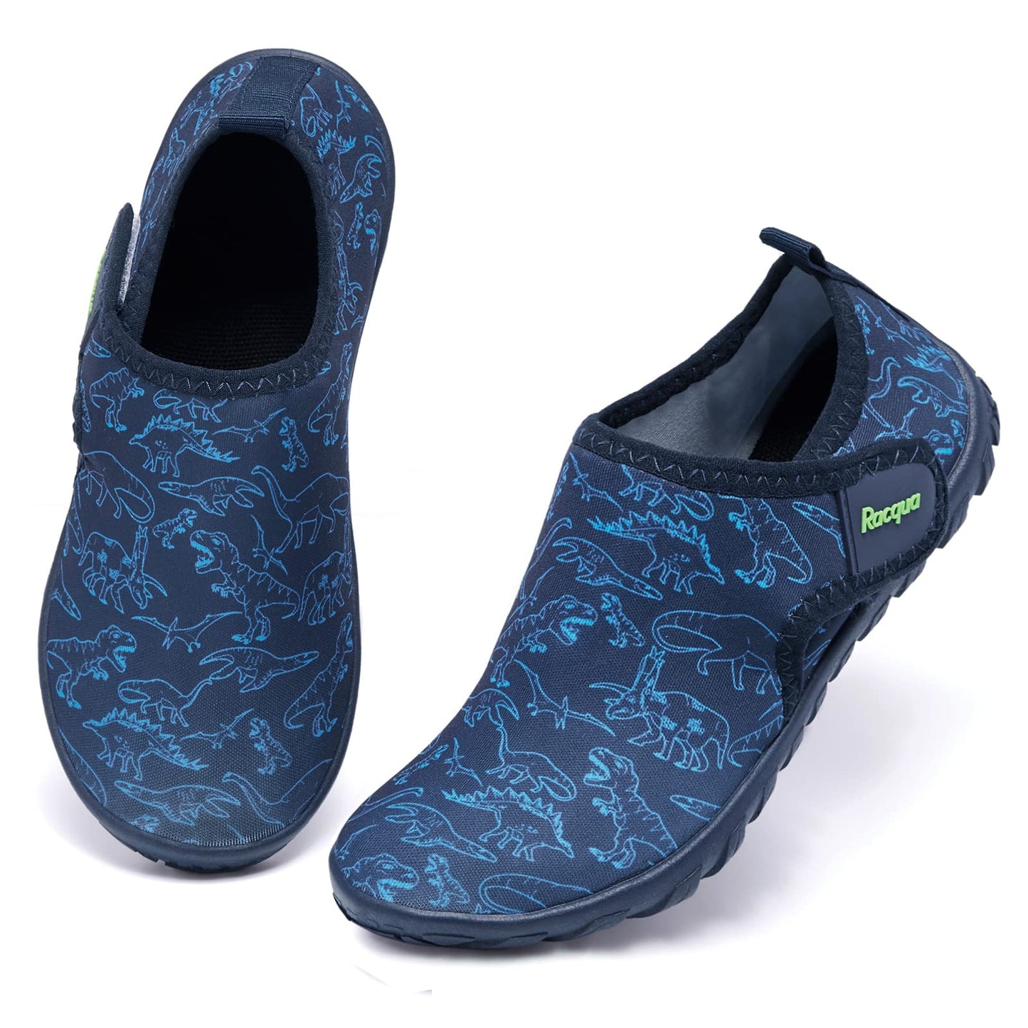 Racqua Kids Water Shoes Boys Girls Barefoot Quick Dry Lightweight Beach Sport Aqua Swim Pool Walking Surfing Boating Shoes Big Kid Dinosaur 1