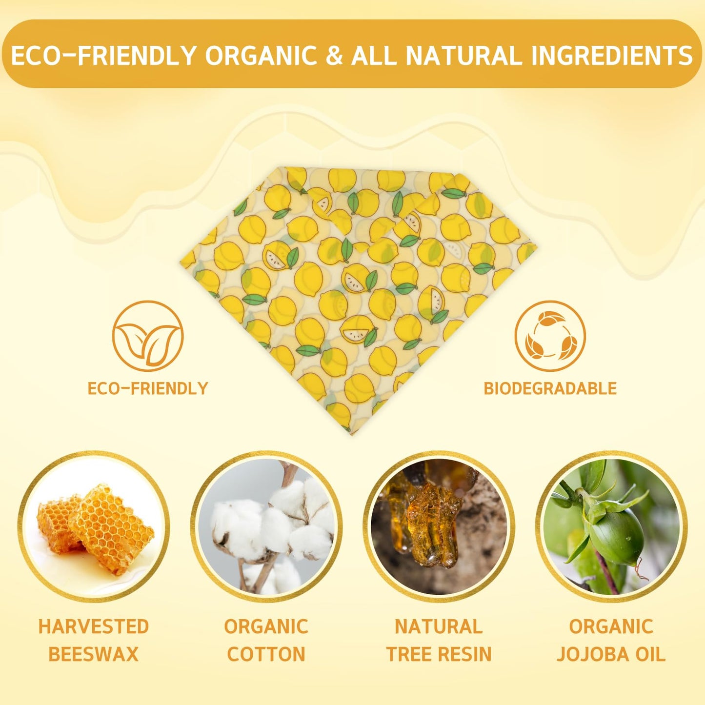 Reusable Beeswax Wrap - 9 Pack Beeswax Wraps for Food, Eco-Friendly Beeswax Food Wraps, Bread Sandwich Wrapper - Organic, Sustainable, Zero Waste, Reusable Plastic-Free Food Storage Wrap, 1XL, 3M, 5S