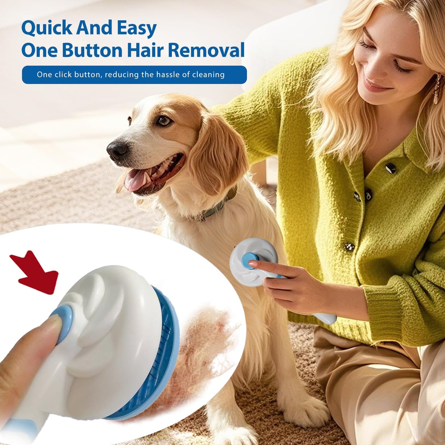 NVNAN 4Piece Dog Grooming Brush Set with Grooming Gloves, Deshedding Comb & Massage Bath Brush - Multifunctional Pet Hair Removal Tools for Shedding, Bathing, Brushing (Blue)