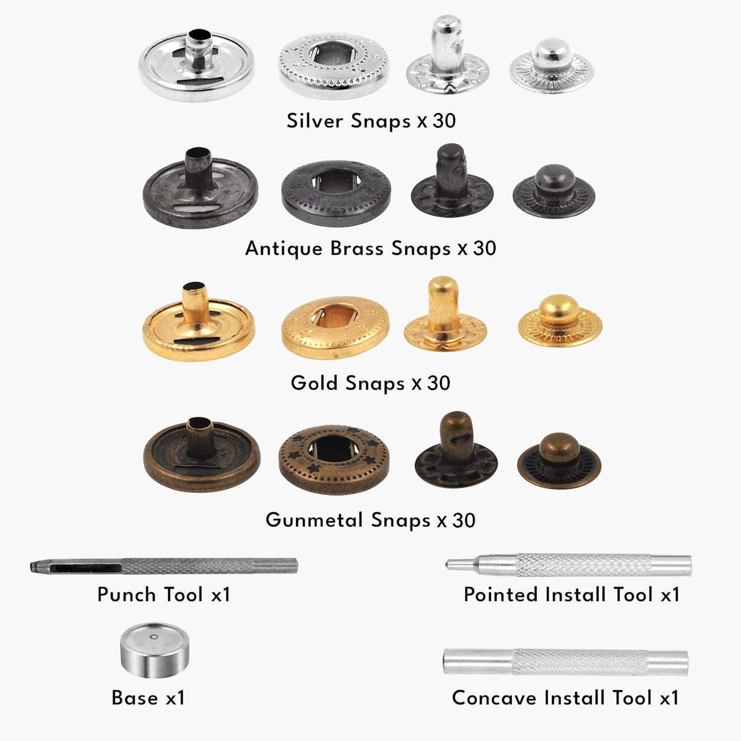 Mandala Crafts Metal Snap Button Kit - Snap Fastener Tool - Size 14 Metal Snaps Buttons for Clothing & Leather Crafting