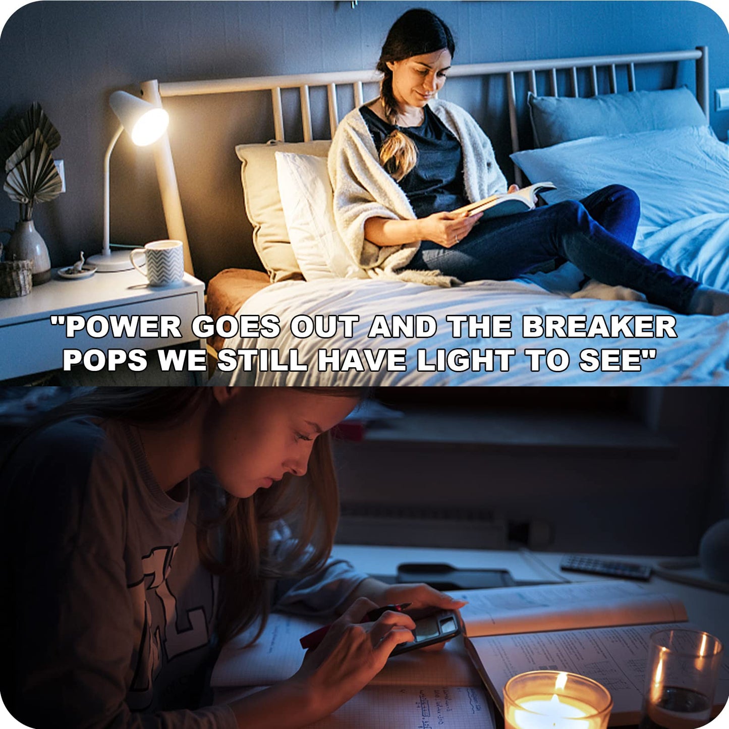 Neporal A19 Rechargeable Light Bulbs, Socket Rechargeable Emergency Light Bulb for Power Failure, 1200mAh Battery Backup Light Bulbs for Home, Hurricane, Led Bulb 60 Watt Equiv. (Daylight-2 PK)