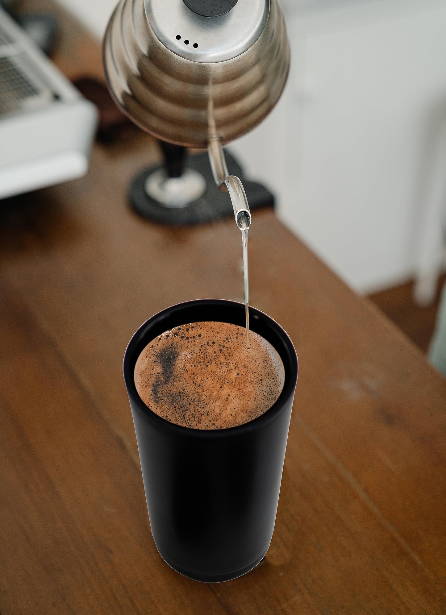 Iconikal Insulated Coffee Tumbler with Built-In French Press - 16 oz Black On-the-Go Coffee Maker - Brewer and Insulated Travel Mug with Closable Sip Lid