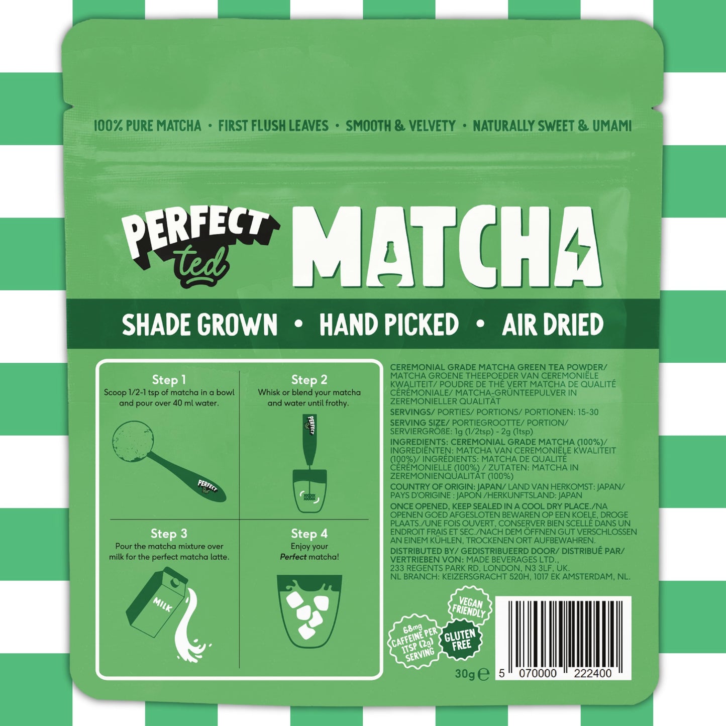 Perfect Ted Powder | Organic Matcha 30g | Organic Ceremonial Grade Matcha | Japanese Matcha Tea Powder | Matcha Fuel | (30 Servings)