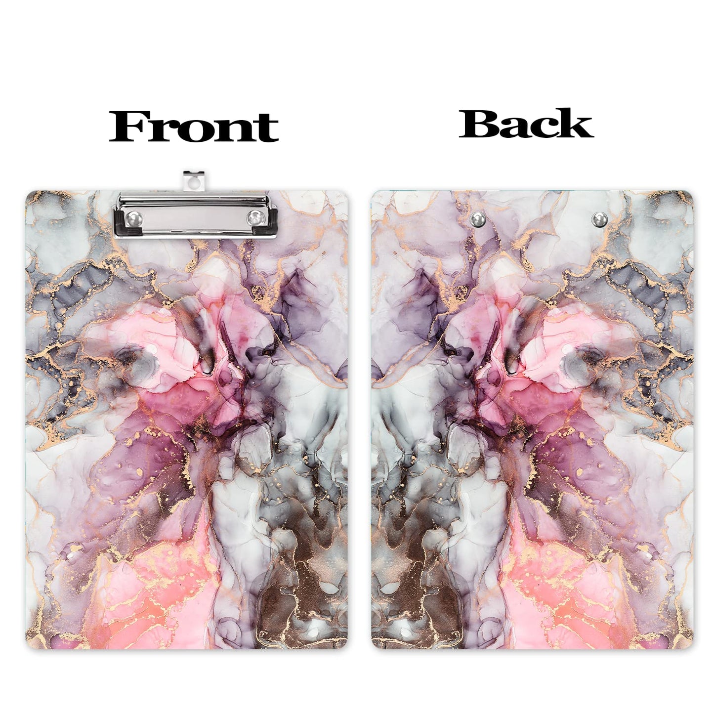 Hongri Wooden Clipboard, Fashion Design Clip Board for Classroom Students,Teacher, Women, Kids, Cute Custom Pattern, Standard Letter Size 9 x 12.5 in with Low Profile Metal Clip, Black Red Marble