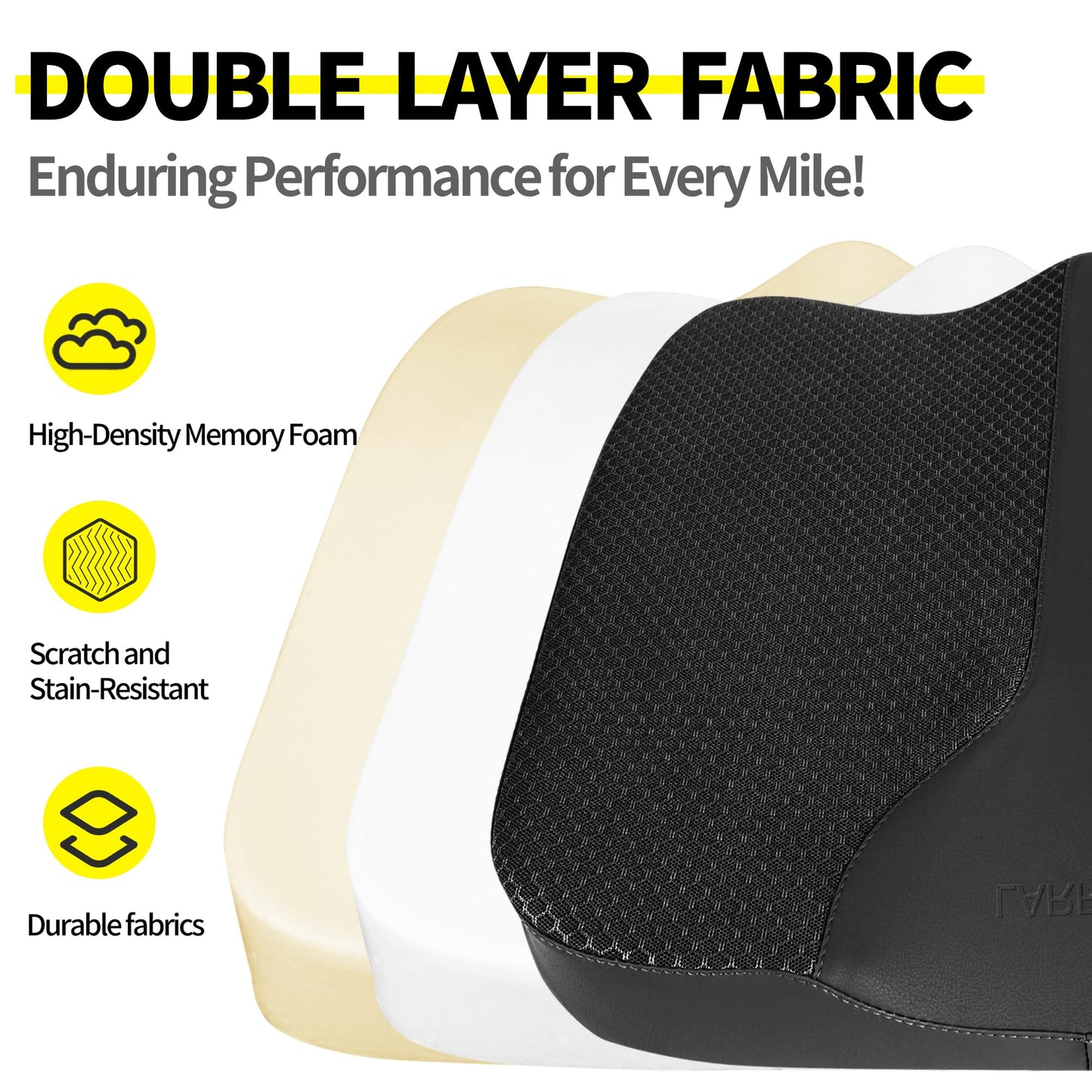 LARROUS Car Seat Cushion - Comfort Memory Foam Seat Cushion for Car Seat Driver, Tailbone (Coccyx) Pain Relief, Car Seat Cushions for Driving (Black)