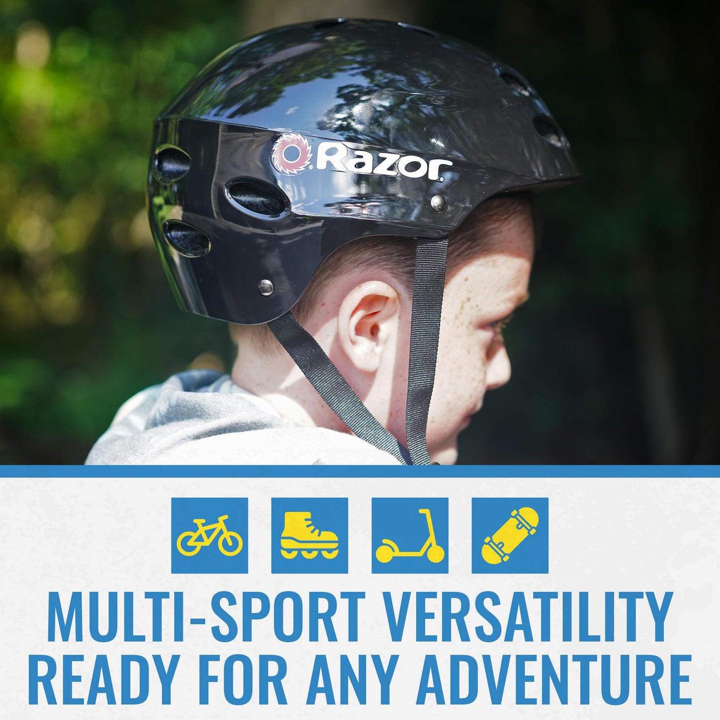 Razor V-17 Youth Multi-Sport Helmet, Gloss Black
