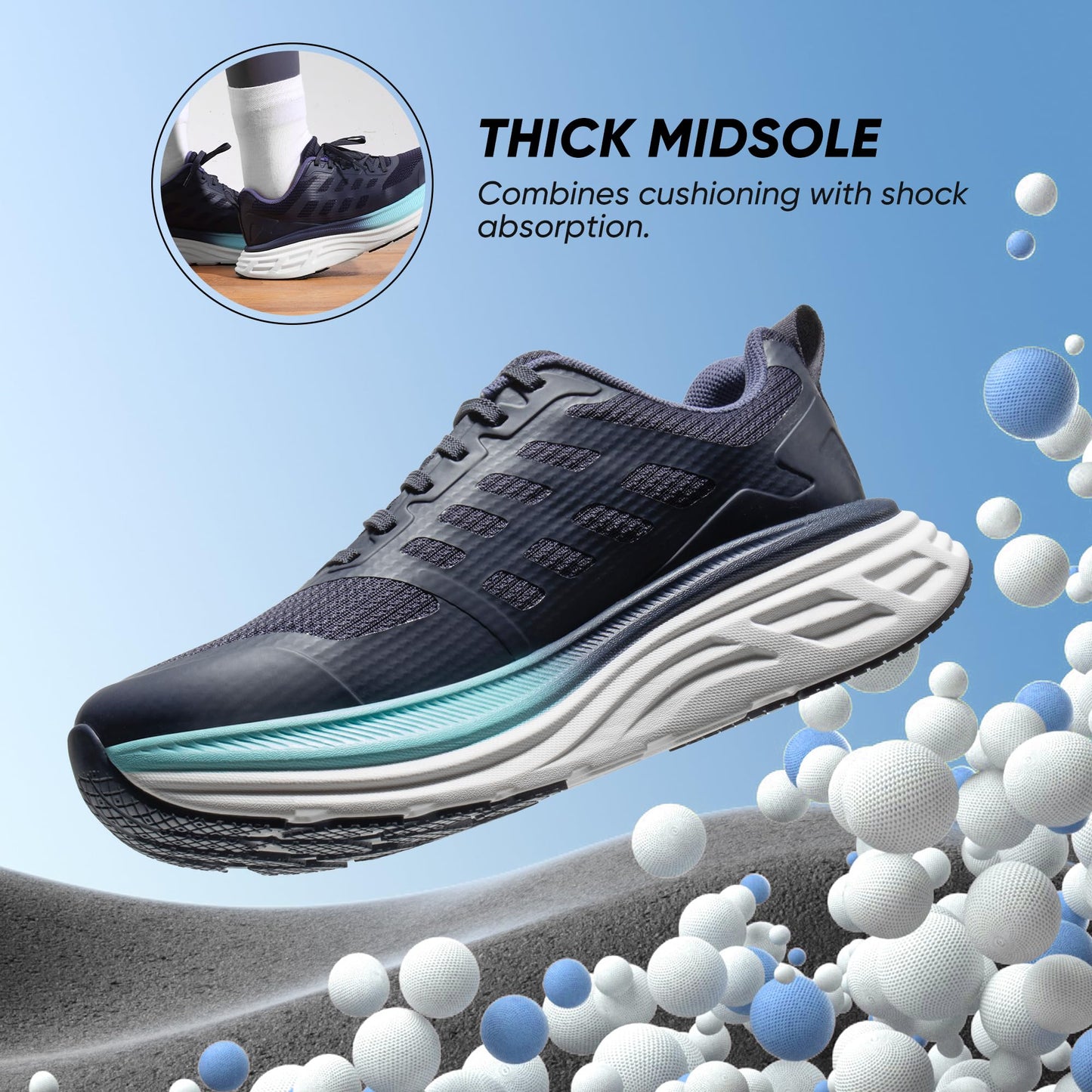 NORTIV 8 Women's Walking Shoes Cushion Running Tennis Shoes ActiveFloat Non-Slip Comfortable Breathable Workout Gym Sports Athletic Fashion Sneakers,Size 8,Blue,SNWS245W