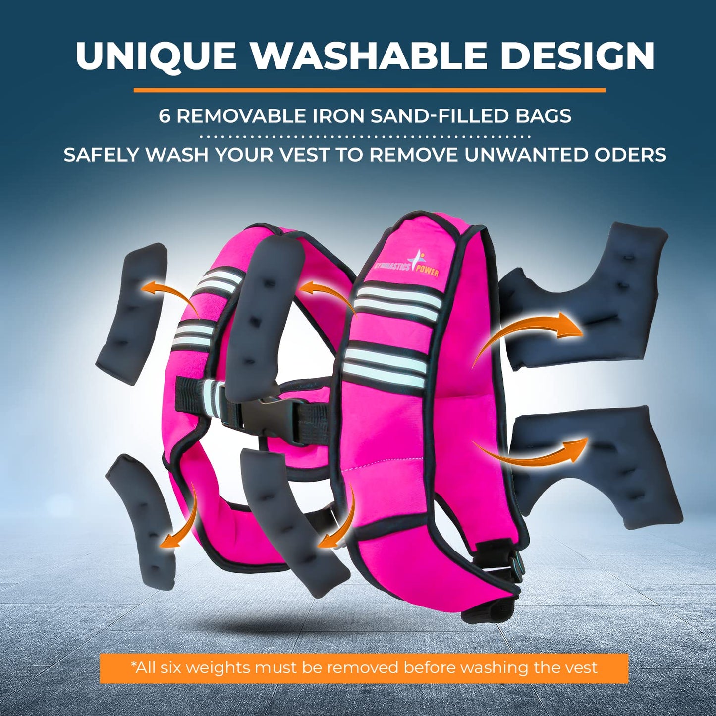 Gymnastics Power - Weighted Vest 6LB, 8LB, 10LB, 15LB, 25lb, 35lb, 45lb, 60lb Removable Iron Weights for Men and Women Workout for Calisthenics and Fitness Sport Training (Pink, 6 LB)