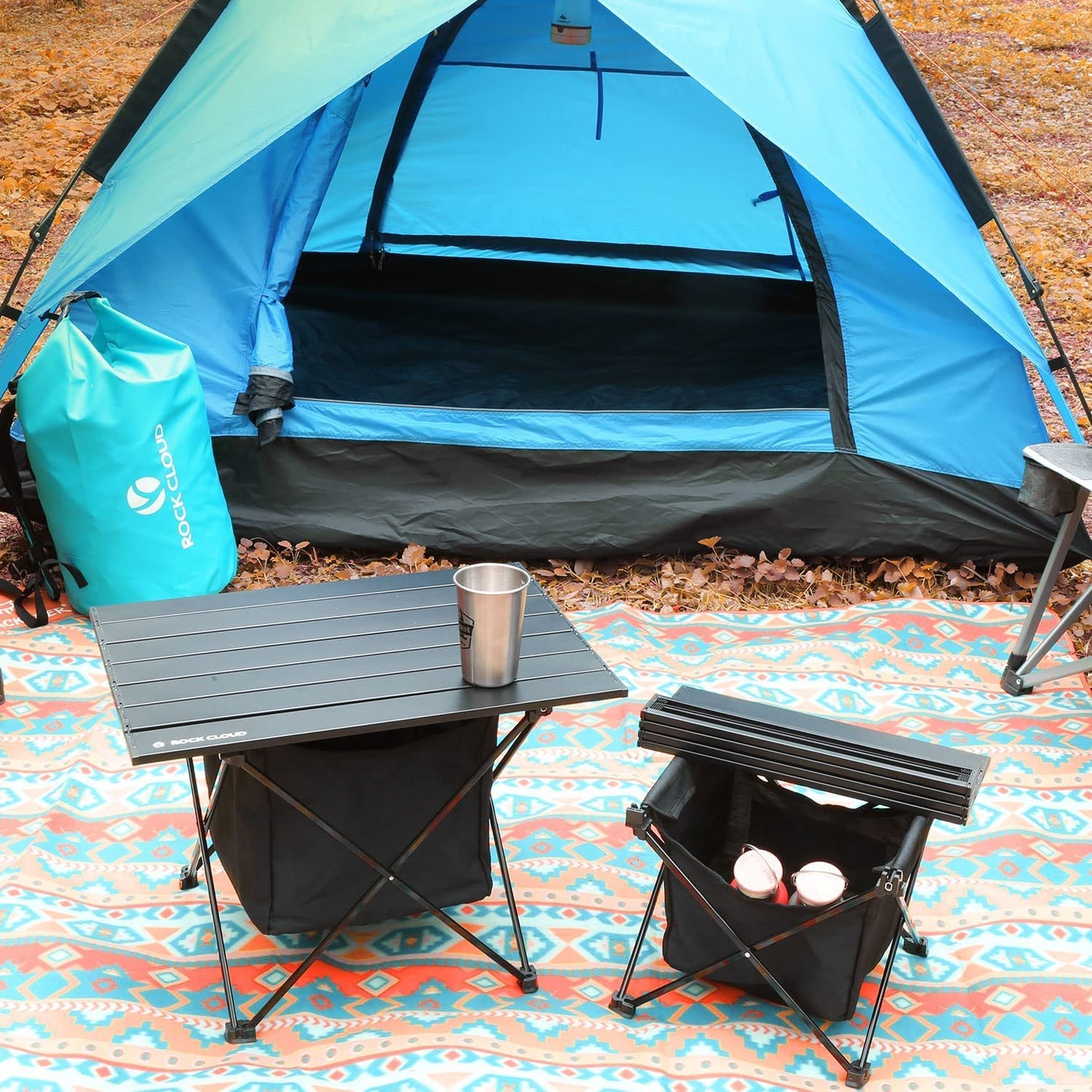 ROCK CLOUD Portable Camping Table Ultralight Aluminum Camp Table Folding Compact Beach Table with Storage Bag for Camping Hiking Backpacking Outdoor Picnic(Reinforced Frame-Small)