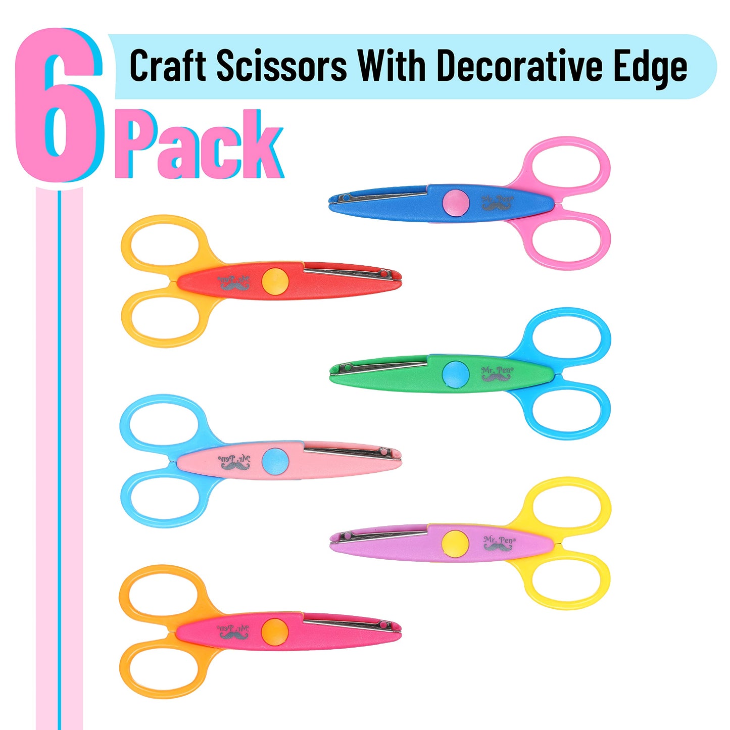 Mr. Pen Craft Scissors - Decorative Edge, 6 Pack, Zig Zag, Scrapbooking, Fancy, Pattern, Design