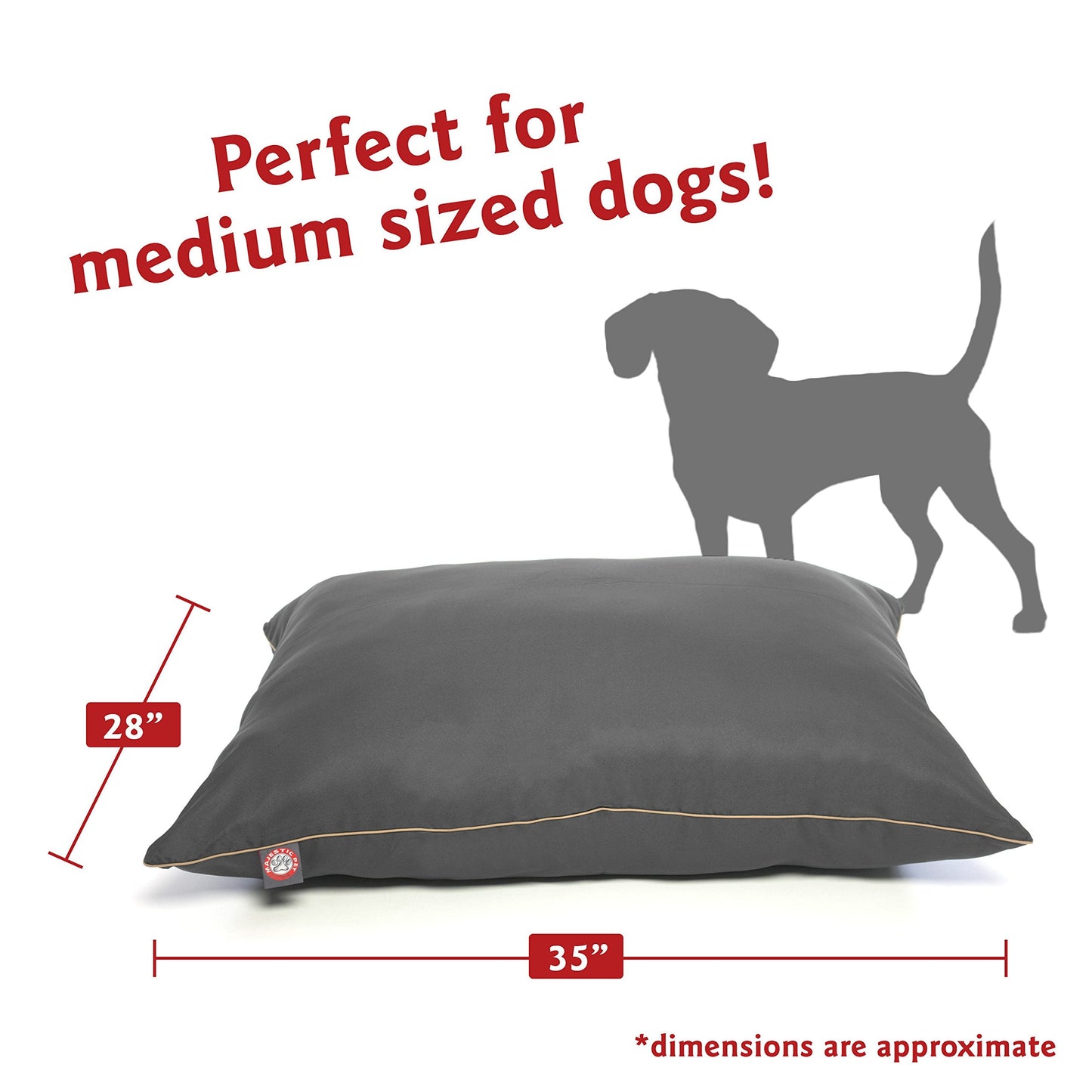 Majestic Pet Rectangle Medium Dog Bed Washable – Non Slip Comfy Pet Bed – Dog Crate Bed Super Value Pillow Dog Bed – Dog Kennel Bed for Sleeping - Dog Bed Medium Breed 35 x 28 Inch – Solid Gray