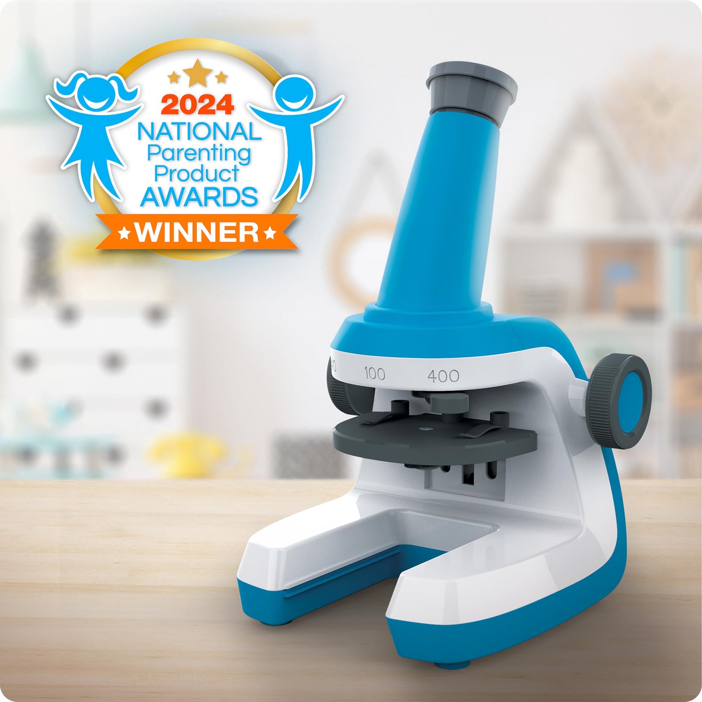 National Geographic Microscope for Kids - Science Kit with an Easy-to-Use Kids Microscope, Up to 400x Zoom, Blank and Prepared Slides, Gifts for 6 7 8 9 & 10, STEM Project Toy (Amazon Exclusive)