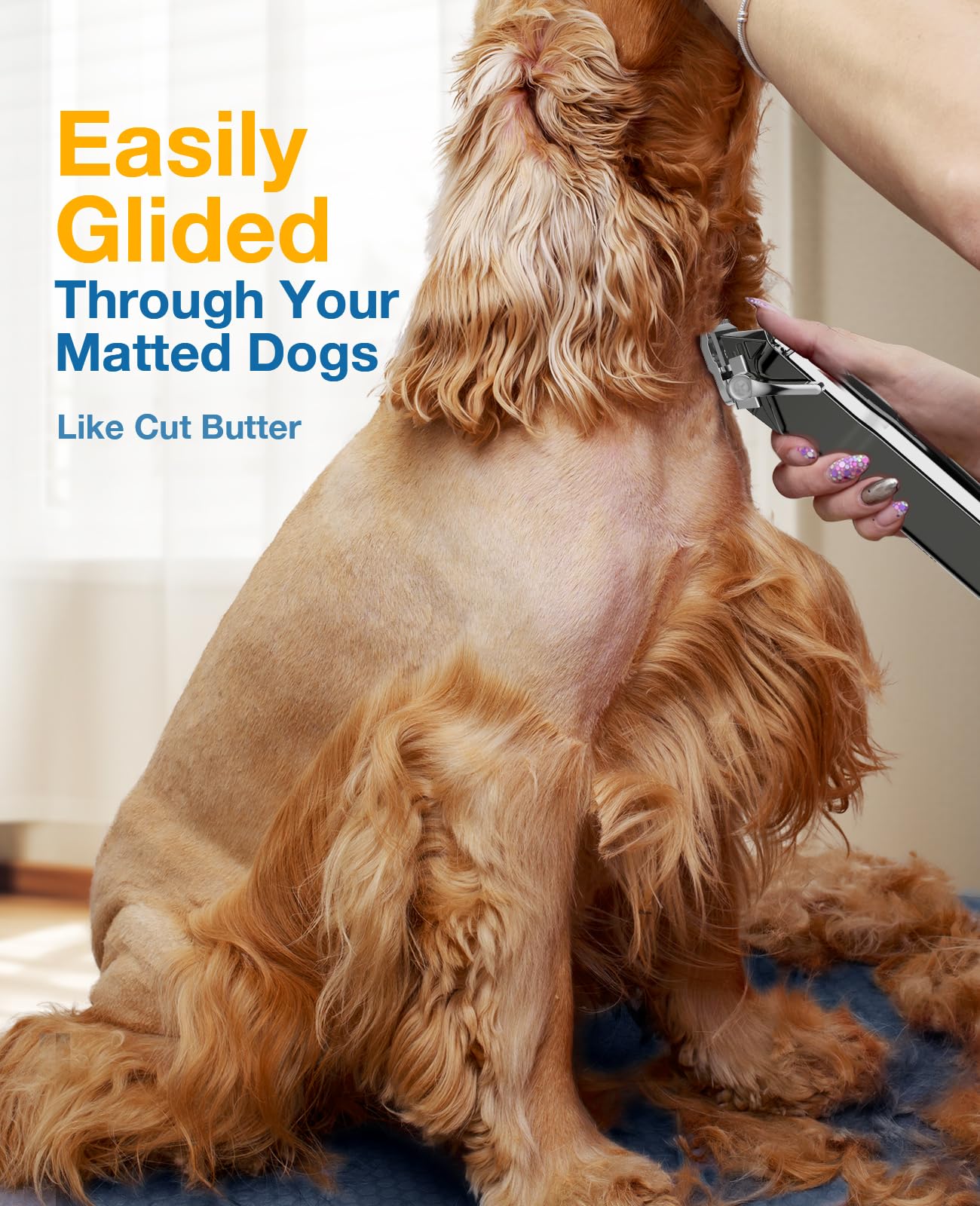 oneisall Dog Clippers for Grooming for Thick Heavy Coats/Low Noise Rechargeable Cordless Pet Shaver with Stainless Steel Blade/Waterproof Dog Shaver for Dogs Pets and Animals (Sliver)