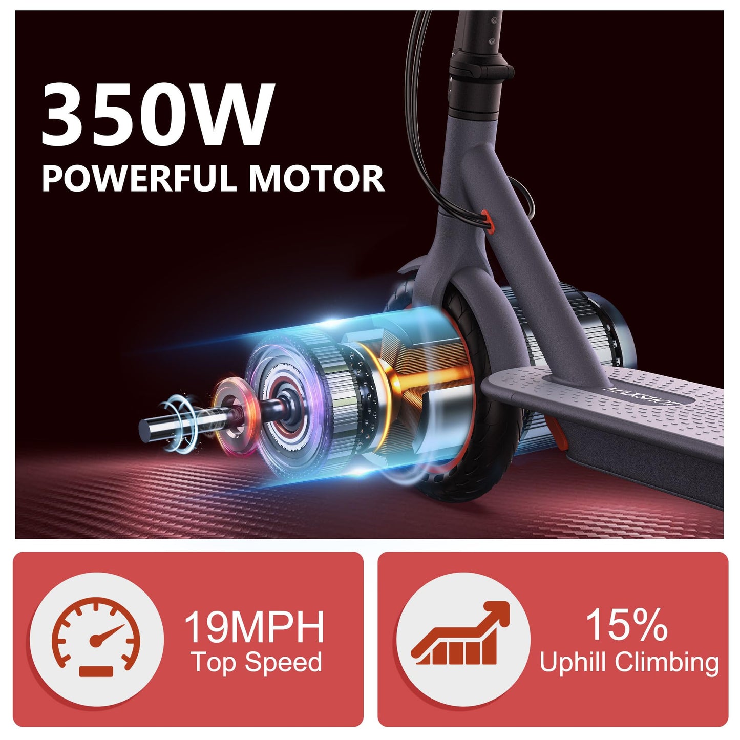 MAXSHOT Electric Scooter for Adults, 8.5"/10" Tires, 19/22Mph, 350W/500W Motor, 21-28 Miles Range, Folding E-Scooter with Dual Suspension,APP(V1/SPRO/MAX) (V1-Sportscooter-7.8Ah)