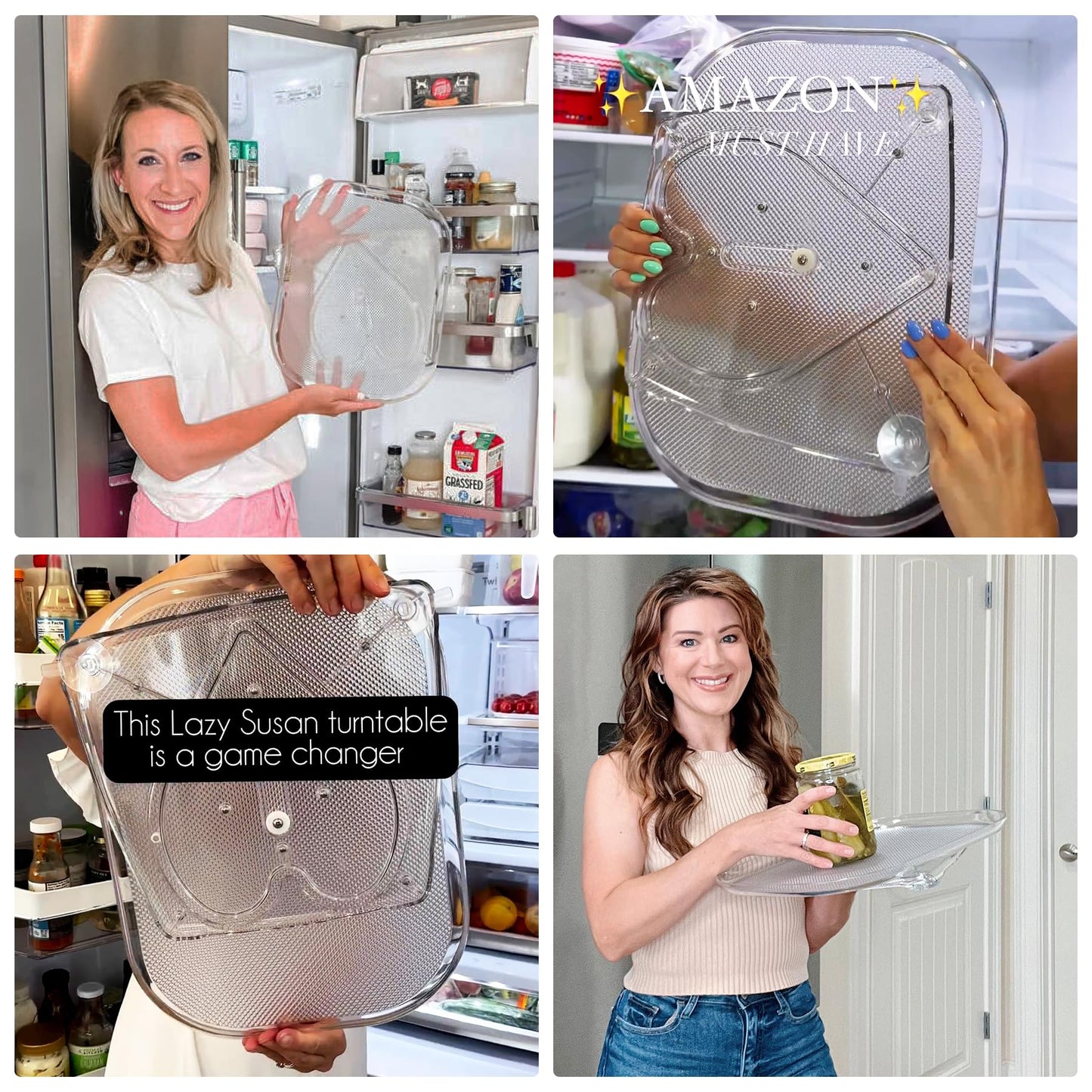 LAMU Lazy Susan Organizer 14.56''x11'' for Refrigerator Organizers and Storage Fridge Organization, Turntable Condiment Organizer for Kitchen, Table Top, Cabinet, Pantry, Countertop, 1 Pack