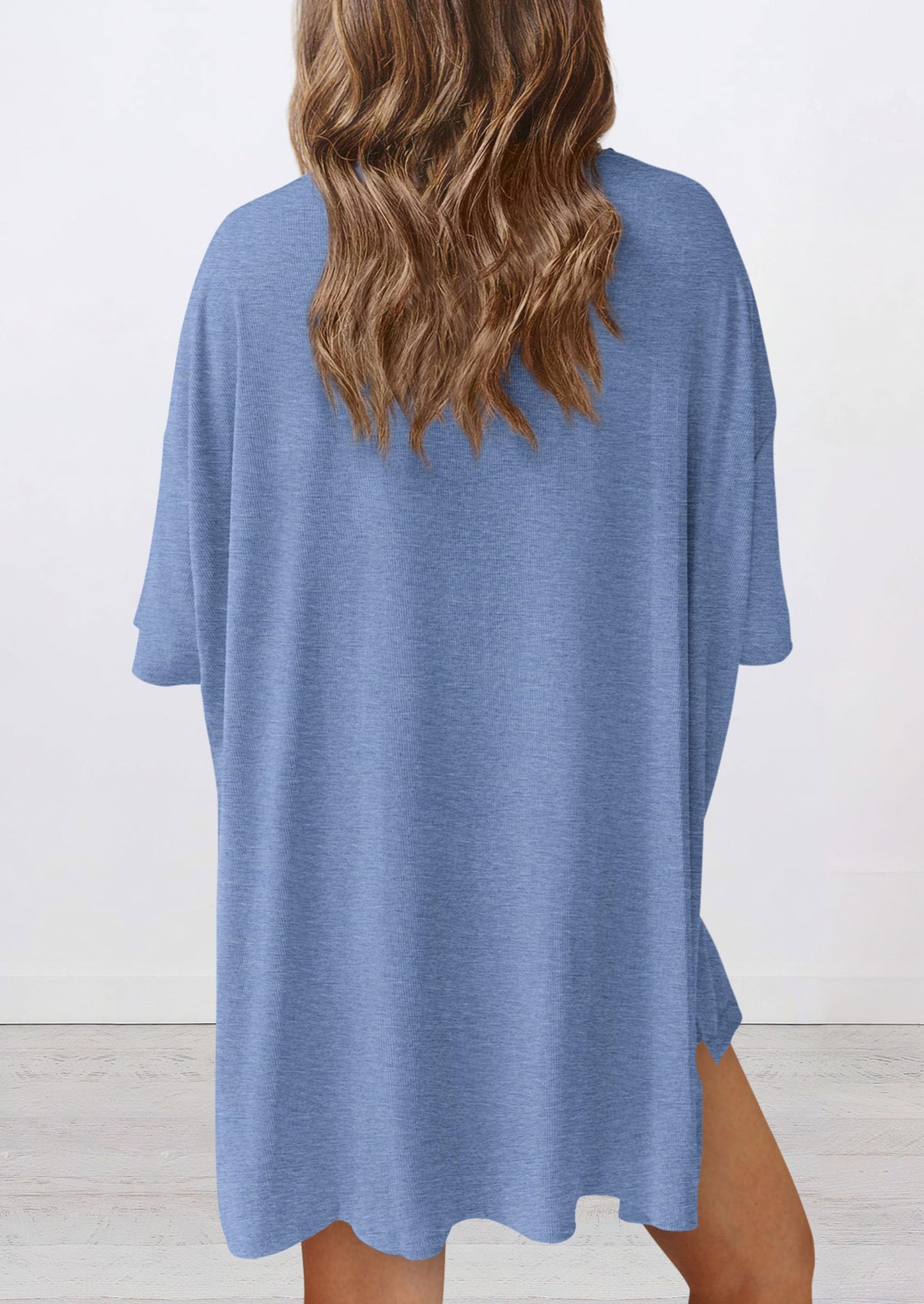 PRETTYGARDEN Women's Two Piece Lounge Set 2025 Summer Casual Oversized Shirts Biker Shorts Matching Airport Travel Outfit (Grey Blue,Small)