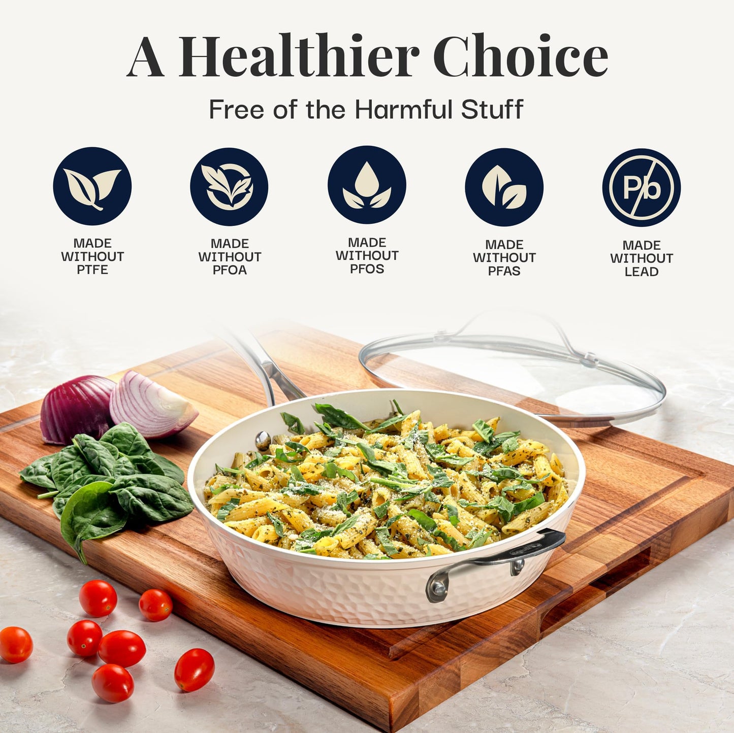 GOTHAM STEEL HAMMERED 14 Inch Non Stick Frying Pans with Lid, Extra Large Frying Pans Nonstick Cooks Family Sized Meals, Non Toxic PFOA Free, Induction Ready, Oven and Dishwasher Safe