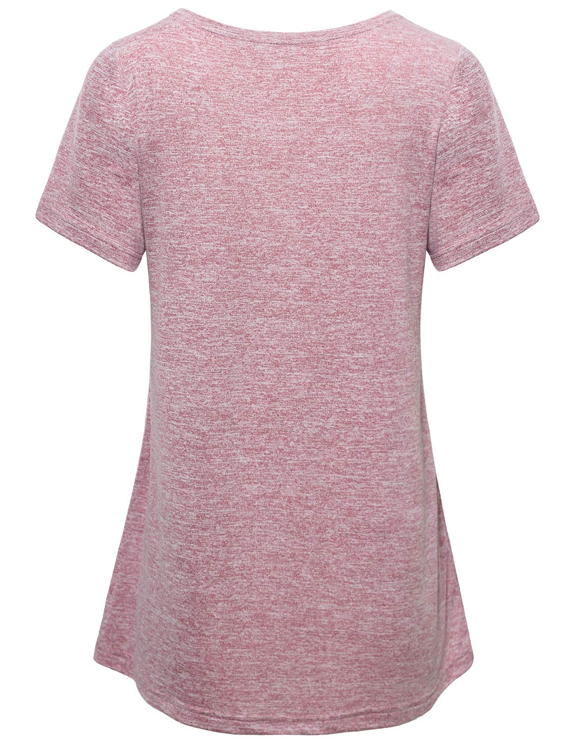 MISS FORTUNE Yoga Tunic Tops for Women, Ladies Gym T Shirts Short Sleeve Athletic Tee Shirt Fitness Sweat Wicking Stretchy Breathable Workout Clothing Plus Size 2XL Pink