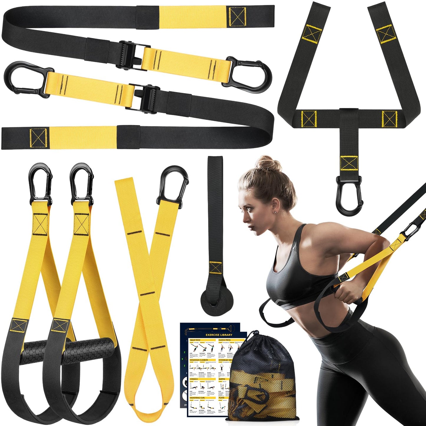 Home Resistance Training Kit, Resistance Trainer Exercise Straps with Handles, Door Anchor and Carrying Bag for Home Gym, Bodyweight Resistance Workout Straps for Full-Body Workout