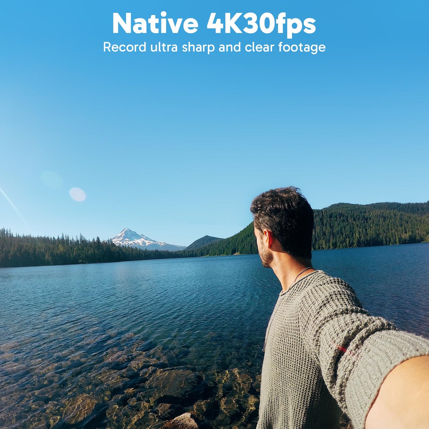 AKASO V50X Native 4K30fps WiFi Action Camera with EIS Touch Screen 4X Zoom 131 feet Waterproof Camera Support External Mic Remote Control with Helmet Accessories (Without 64GB MicroSD Card)